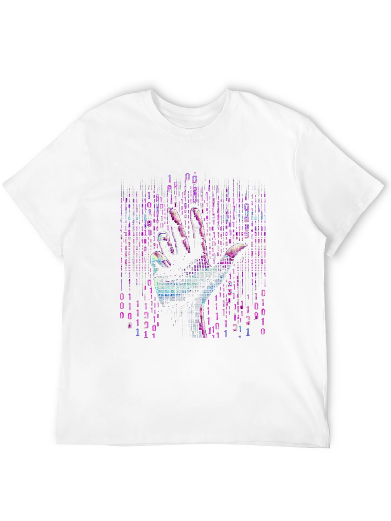 Black Binary Code Hand T-Shirt - Unique Tech Style view 12