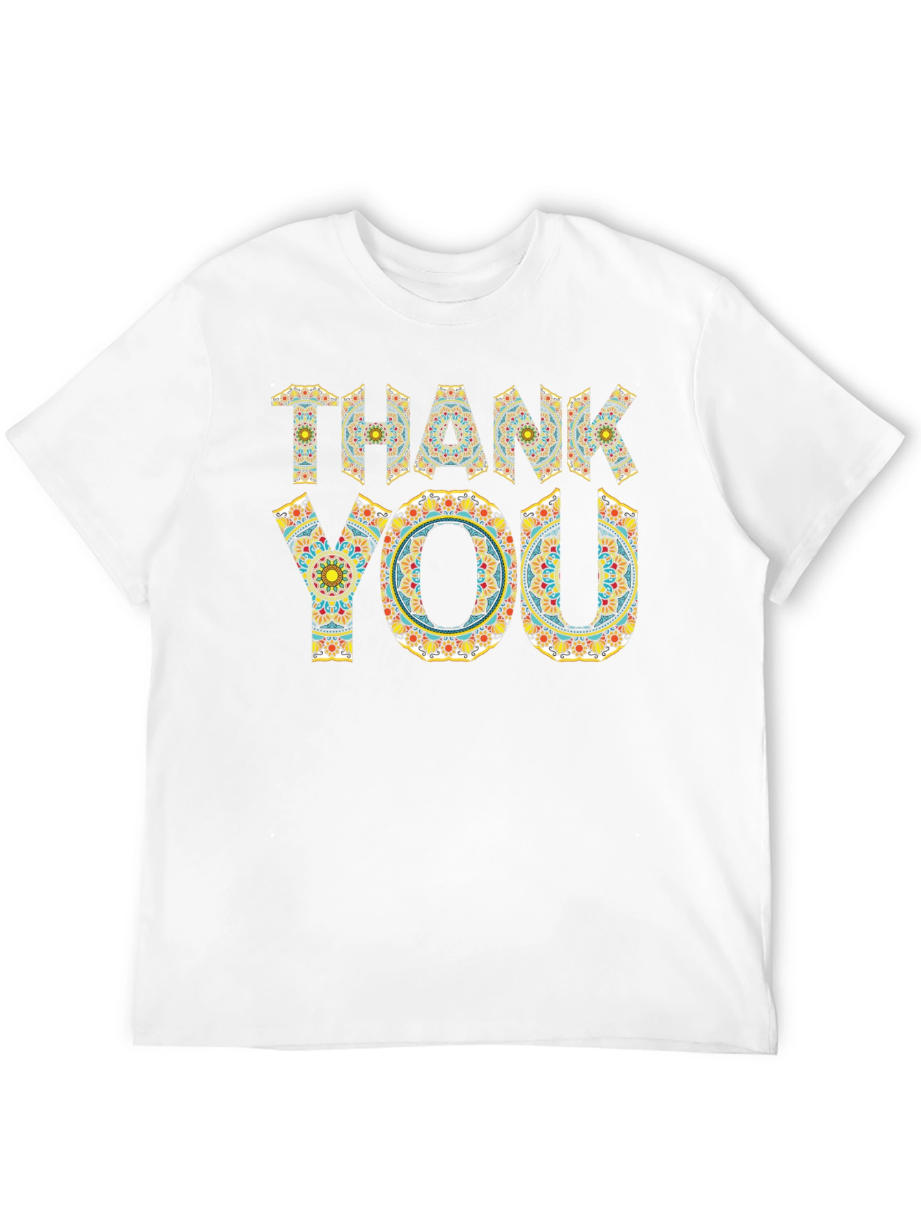 Black Thank You Graphic Tee - Mandala Pattern Shirt view 12