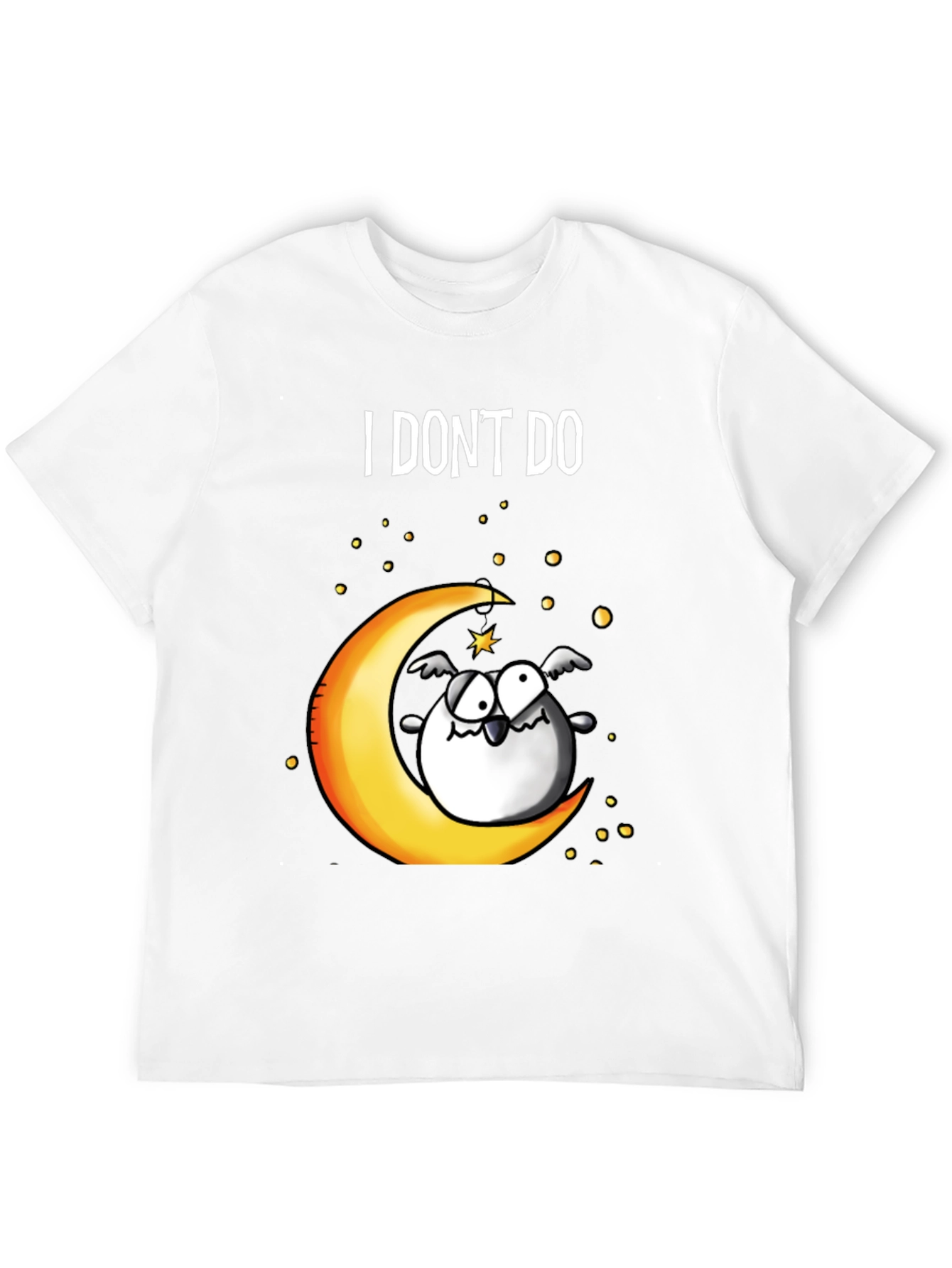 Black Funny I DON'T DO Mornings Owl on Moon T-Shirt view 12
