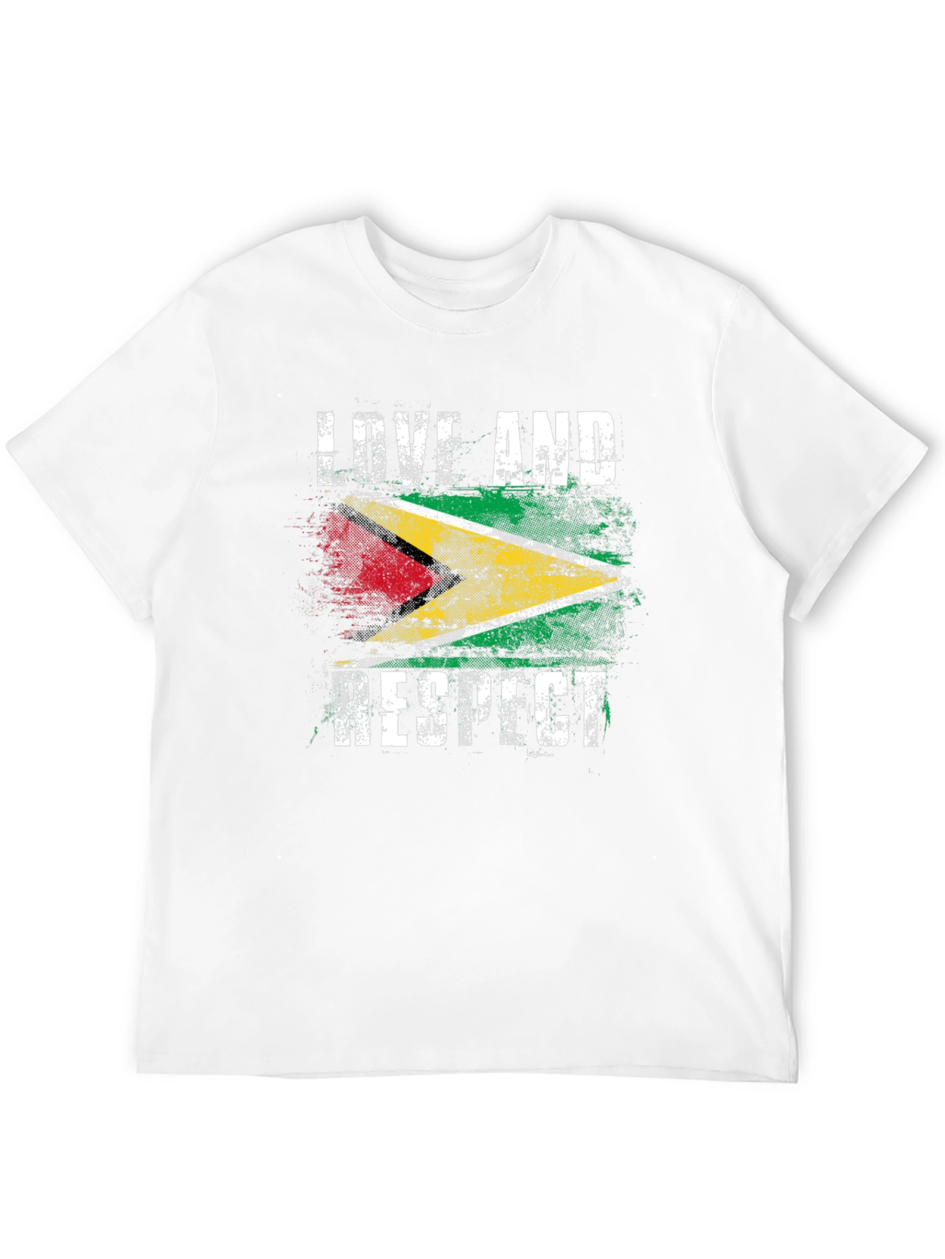 Black Guyana Flag Love and Respect Graphic Tee view 12