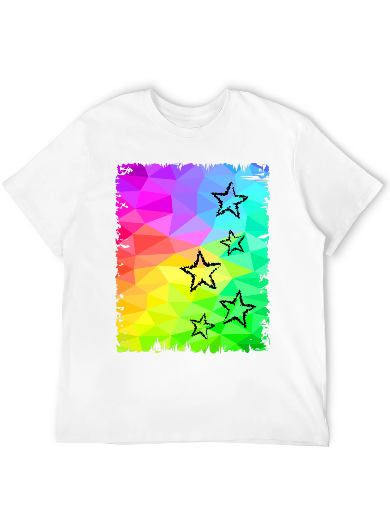 Black Geometric Star Print Black T-Shirt view 12