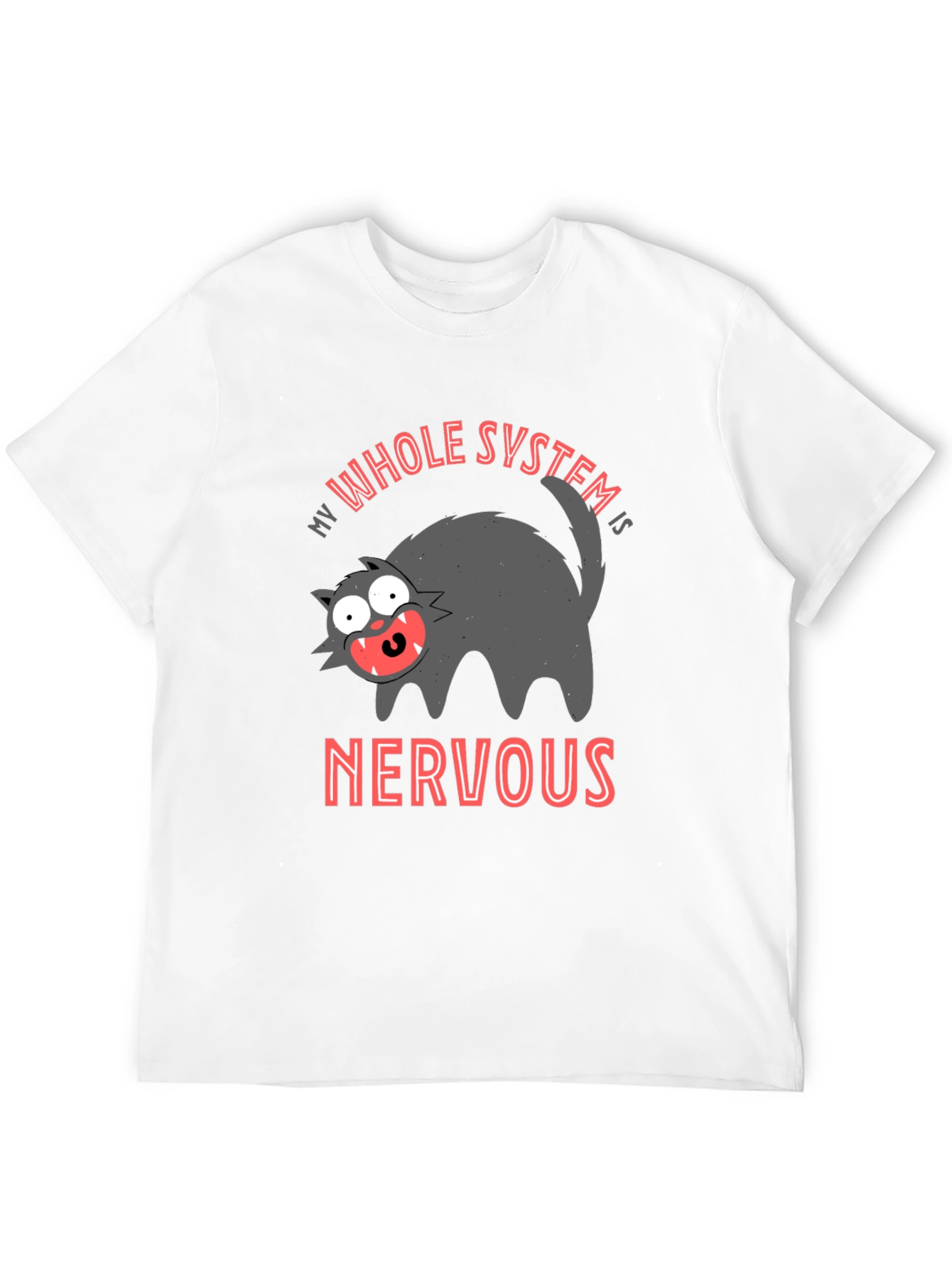 Black Nervous System Black T-Shirt - Funny Cat Graphic Tee view 12