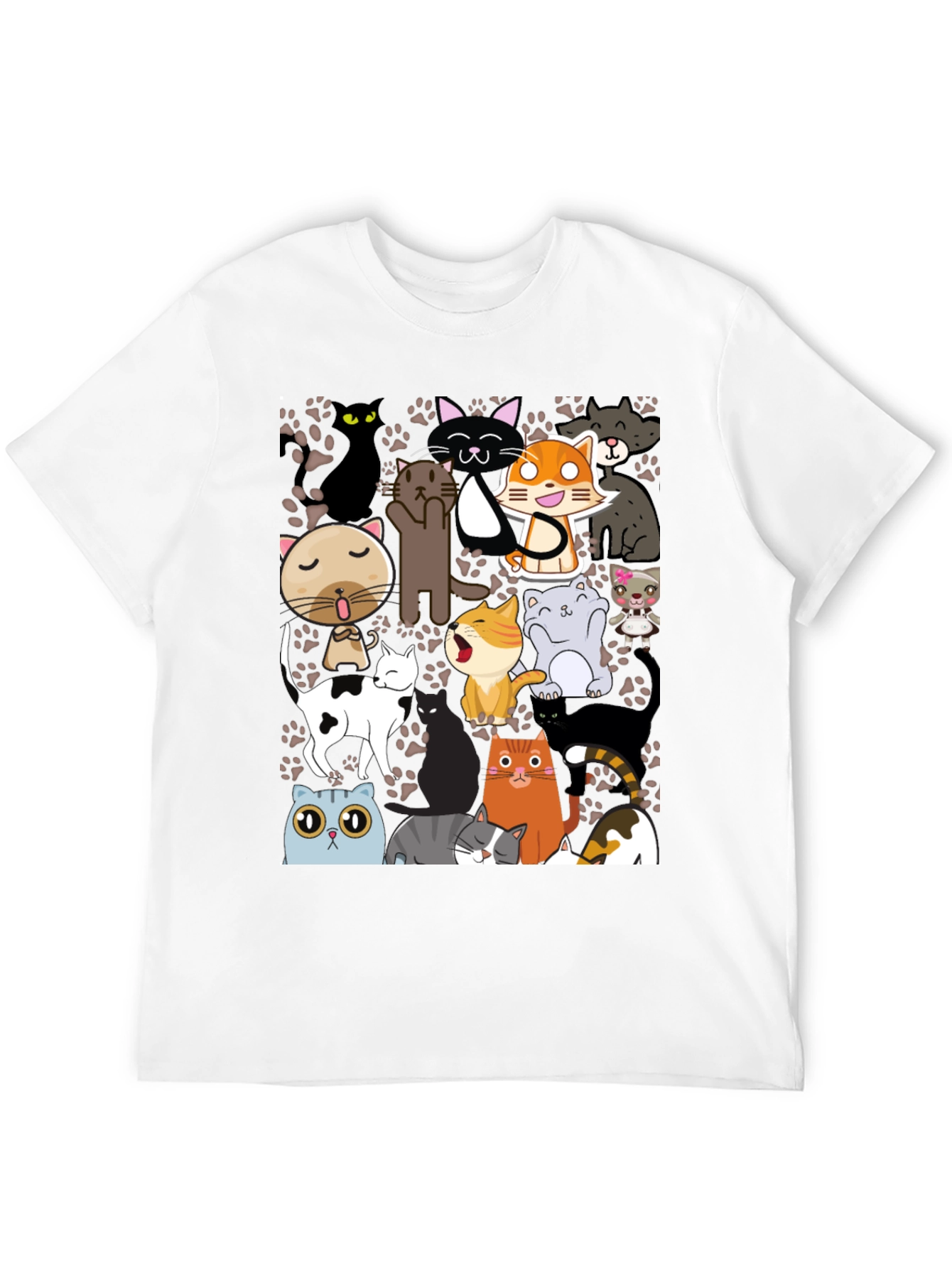 Black Cartoon Cats Graphic T-Shirt view 12
