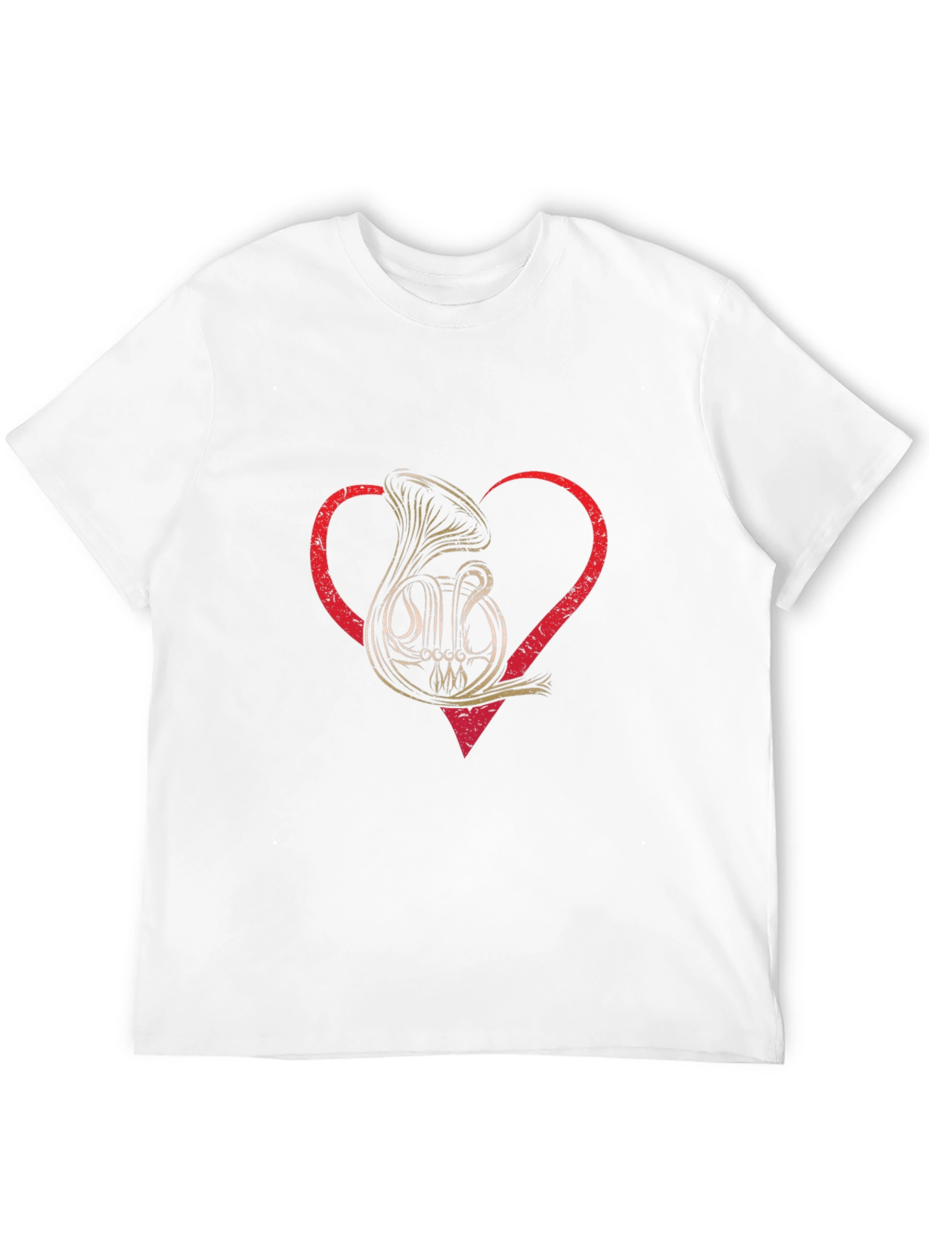 Black French Horn Heart T-Shirt Music Lover Tee view 12