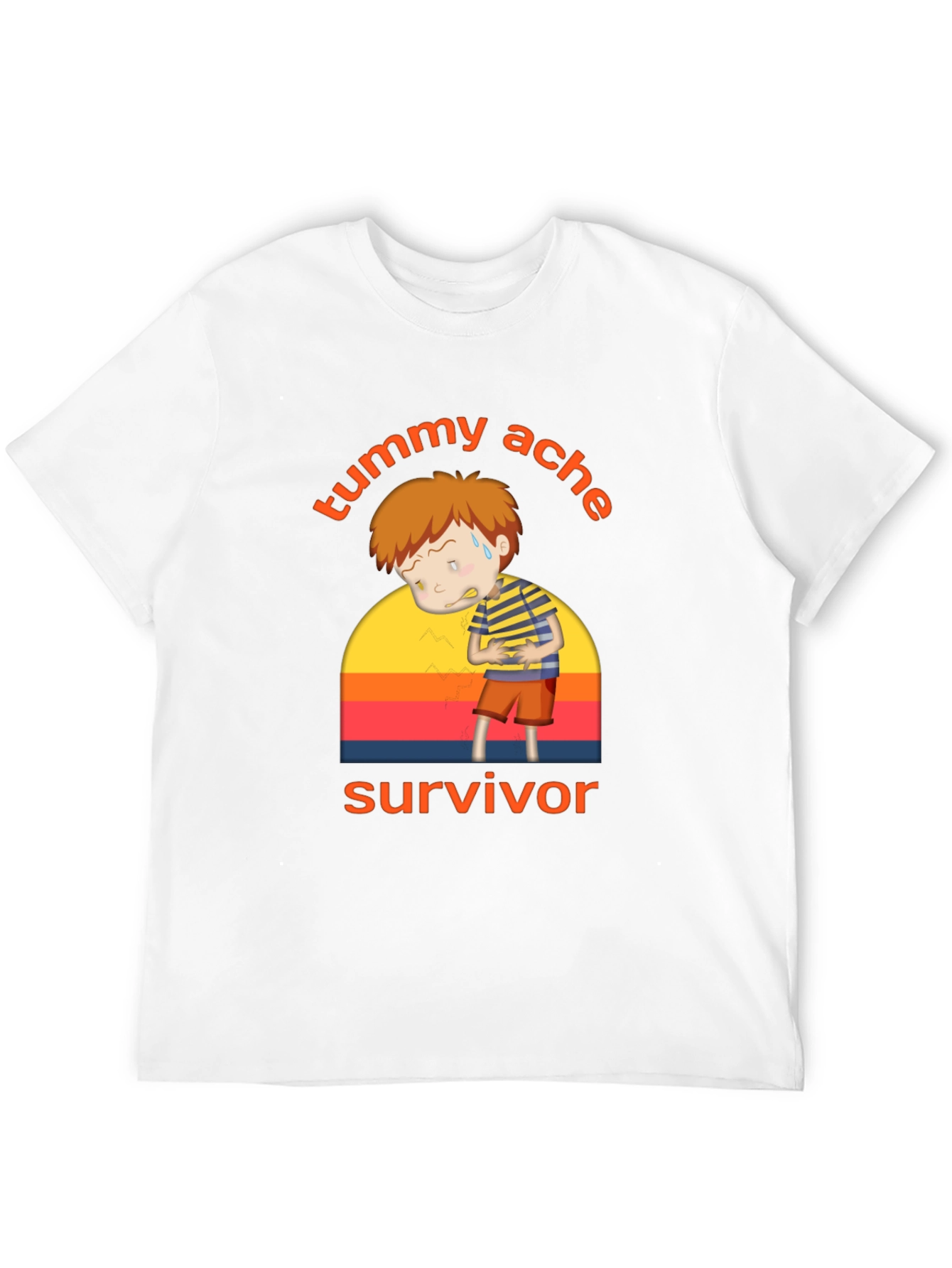 Black Tummy Ache Survivor T-Shirt - Funny Cartoon Design view 12