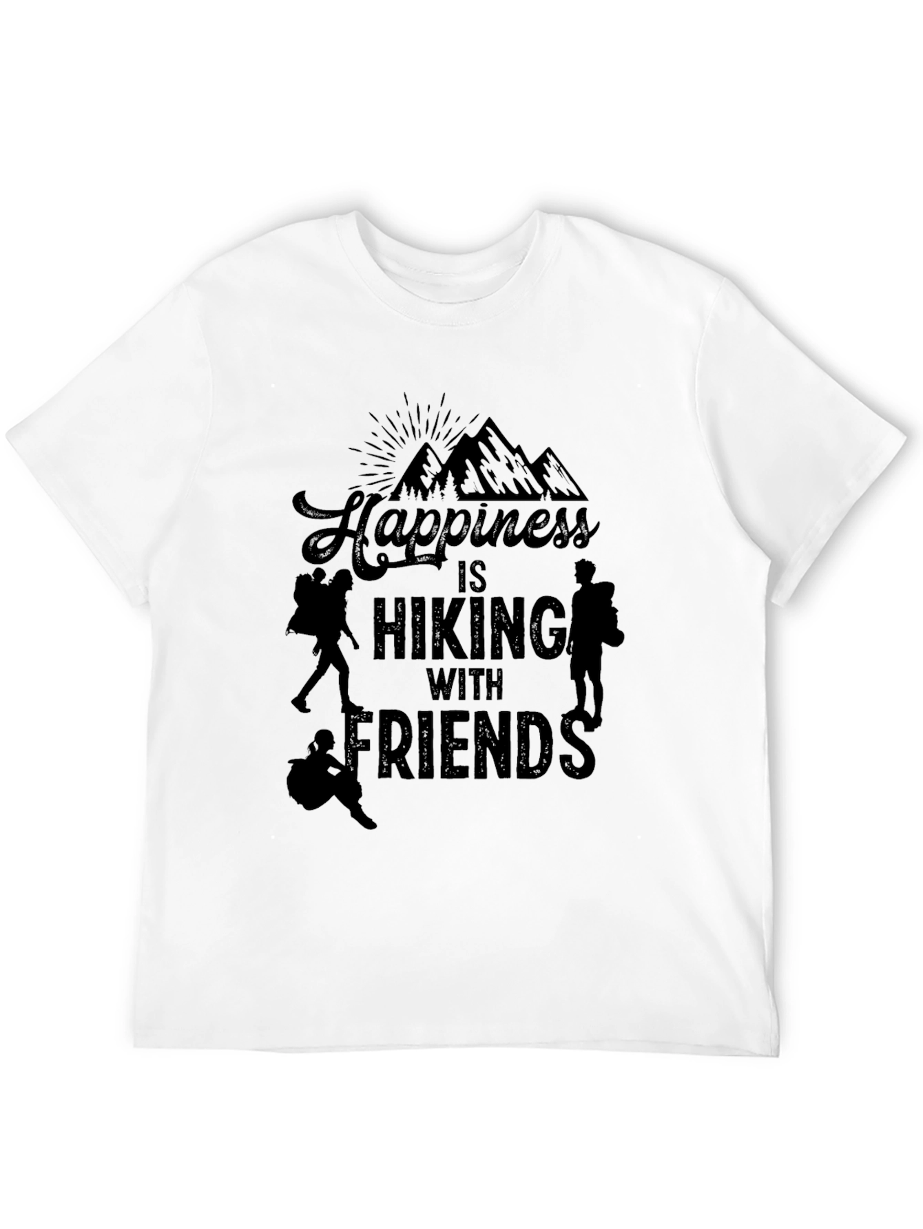 Black Happiness is Hiking With Friends Black T-Shirt view 12