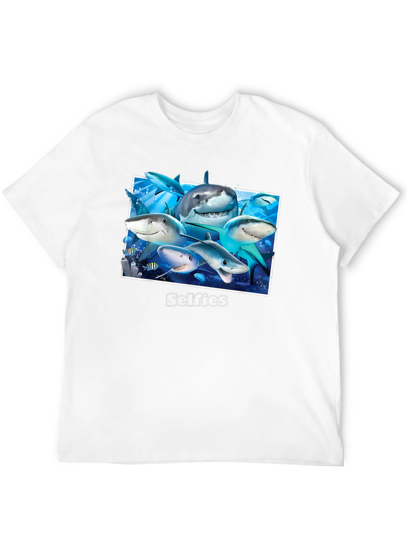 Black Shark Selfies Graphic T-Shirt - Unique Ocean Humor Tee view 12