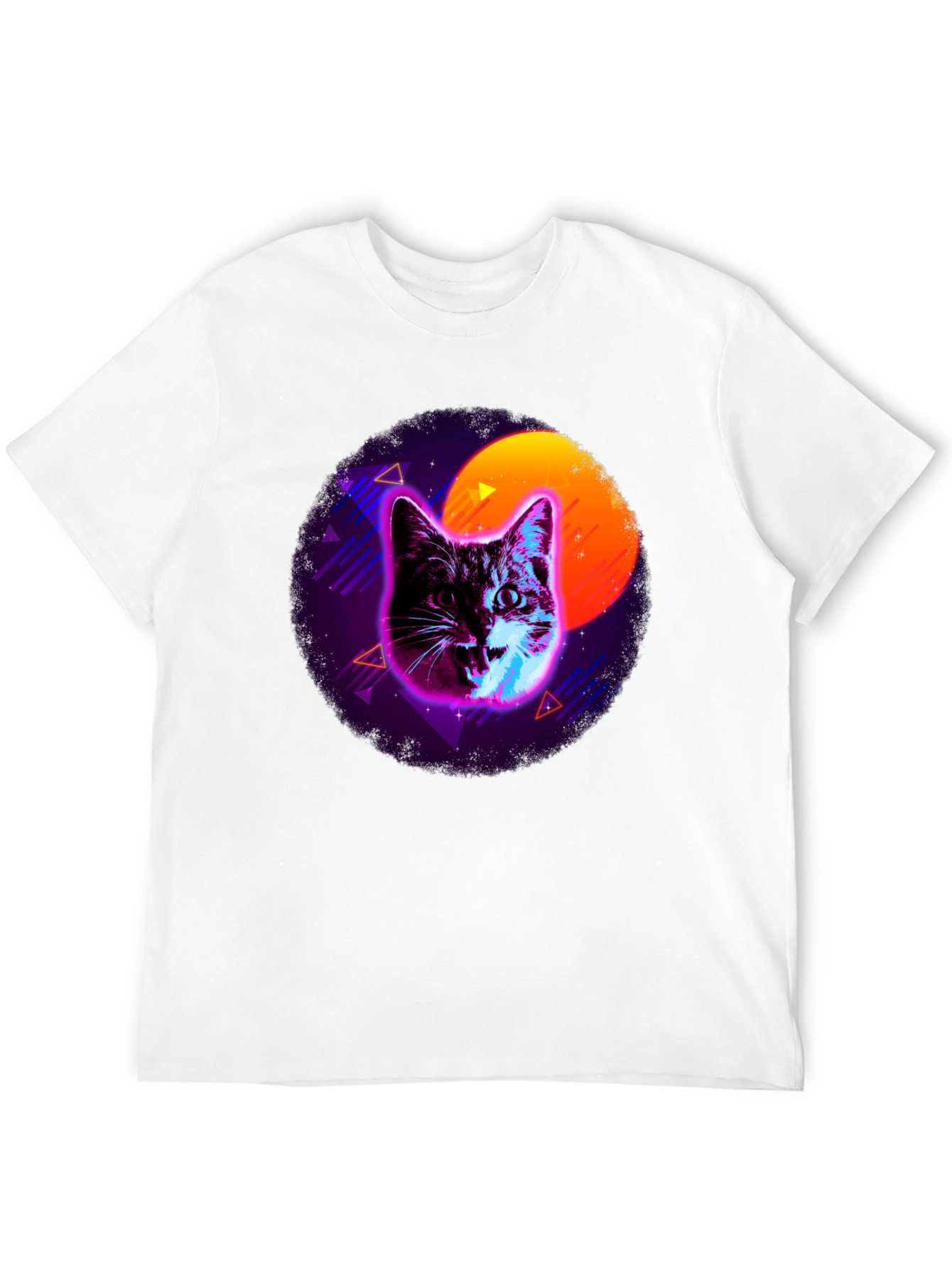 Black Retro Cat T-Shirt - Vaporwave Style view 12