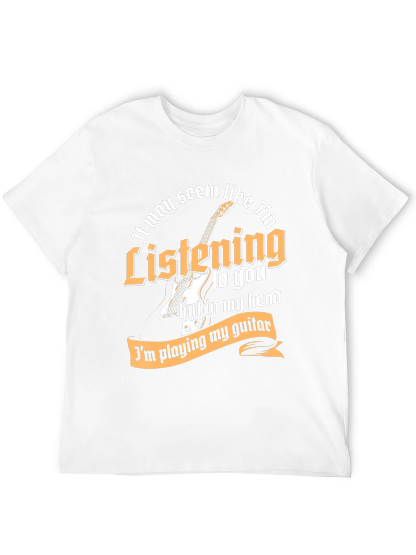 Black Guitar Player Listening Funny T-Shirt view 12