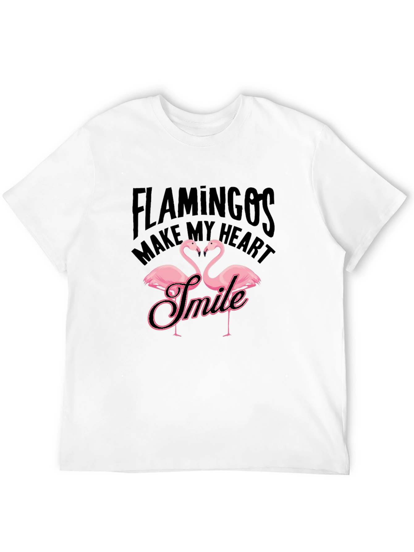 Black Flamingos Make My Heart Smile Black T-Shirt view 12