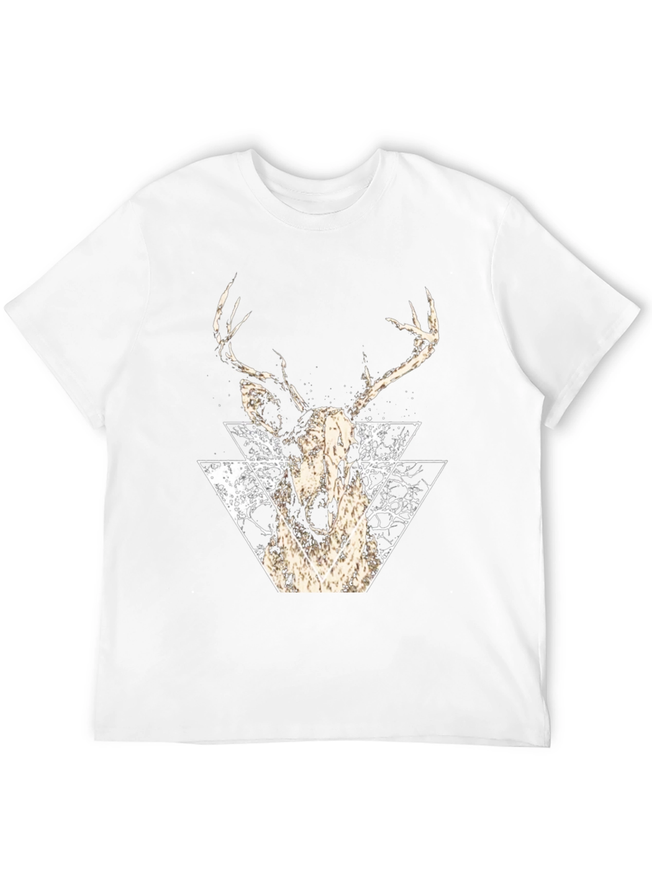 Black Geometric Deer Graphic Tee - Modern Black T-Shirt view 12