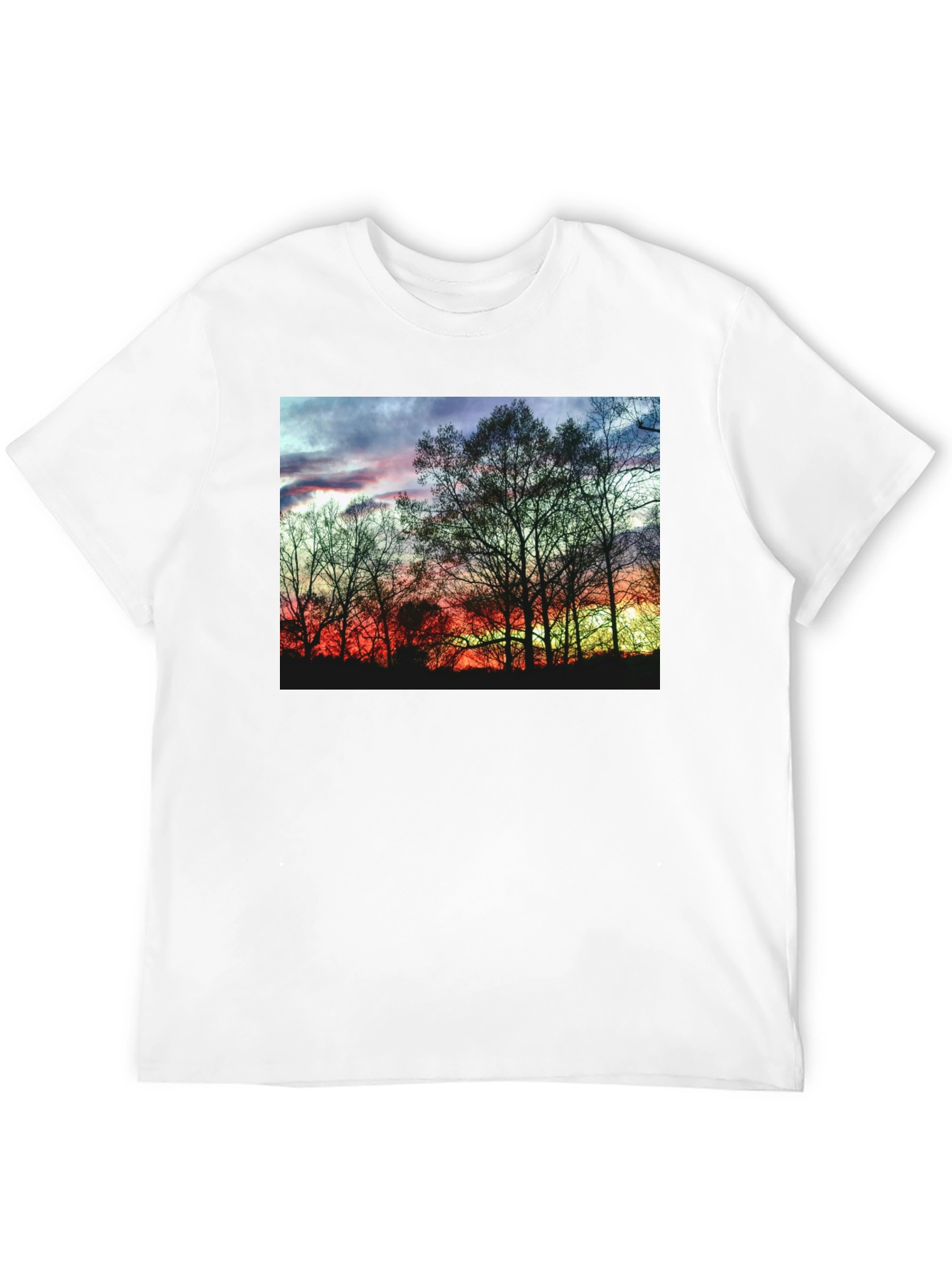 Black Sunset Trees Graphic Black T-Shirt view 12
