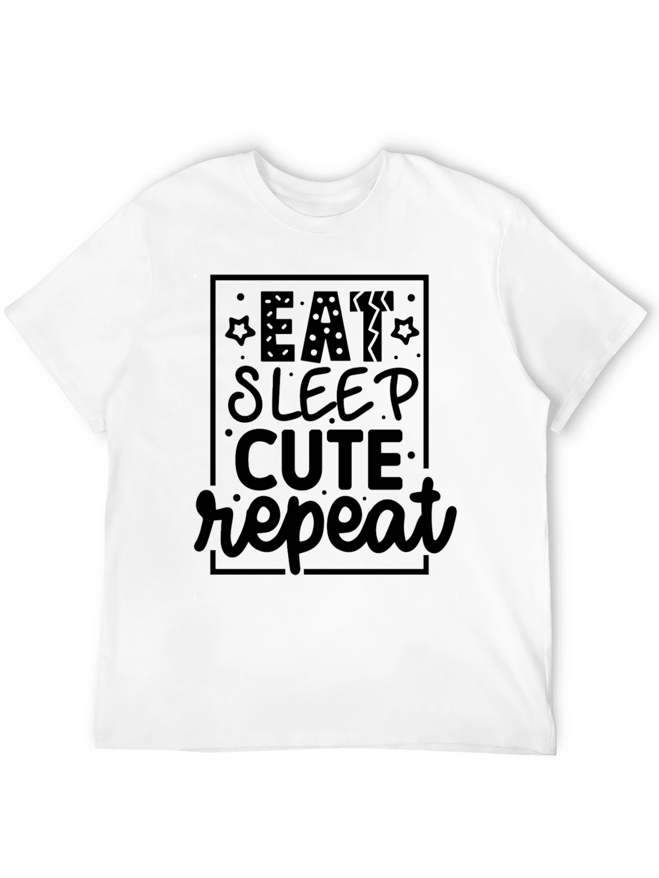 Black Eat Sleep Cute Repeat Black Graphic Tee view 12
