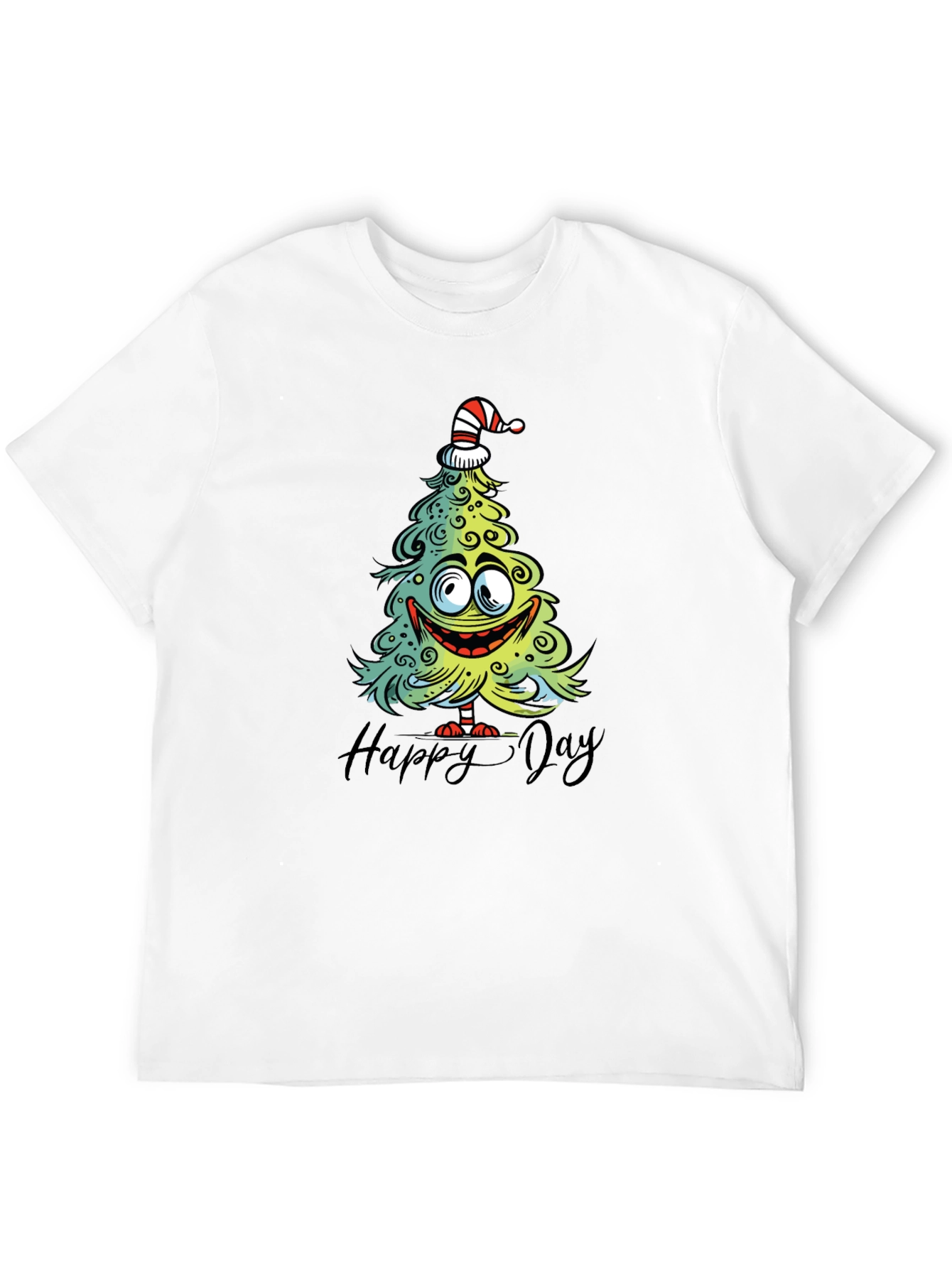 Black Funny Christmas Tree Graphic Tee - Happy Day Shirt view 12