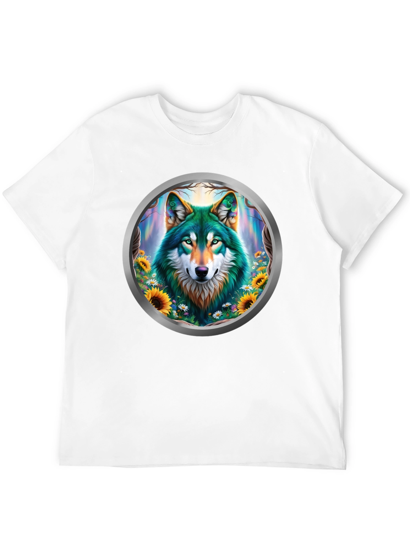 Black Wolf Circle Graphic T-Shirt - Nature Art view 12