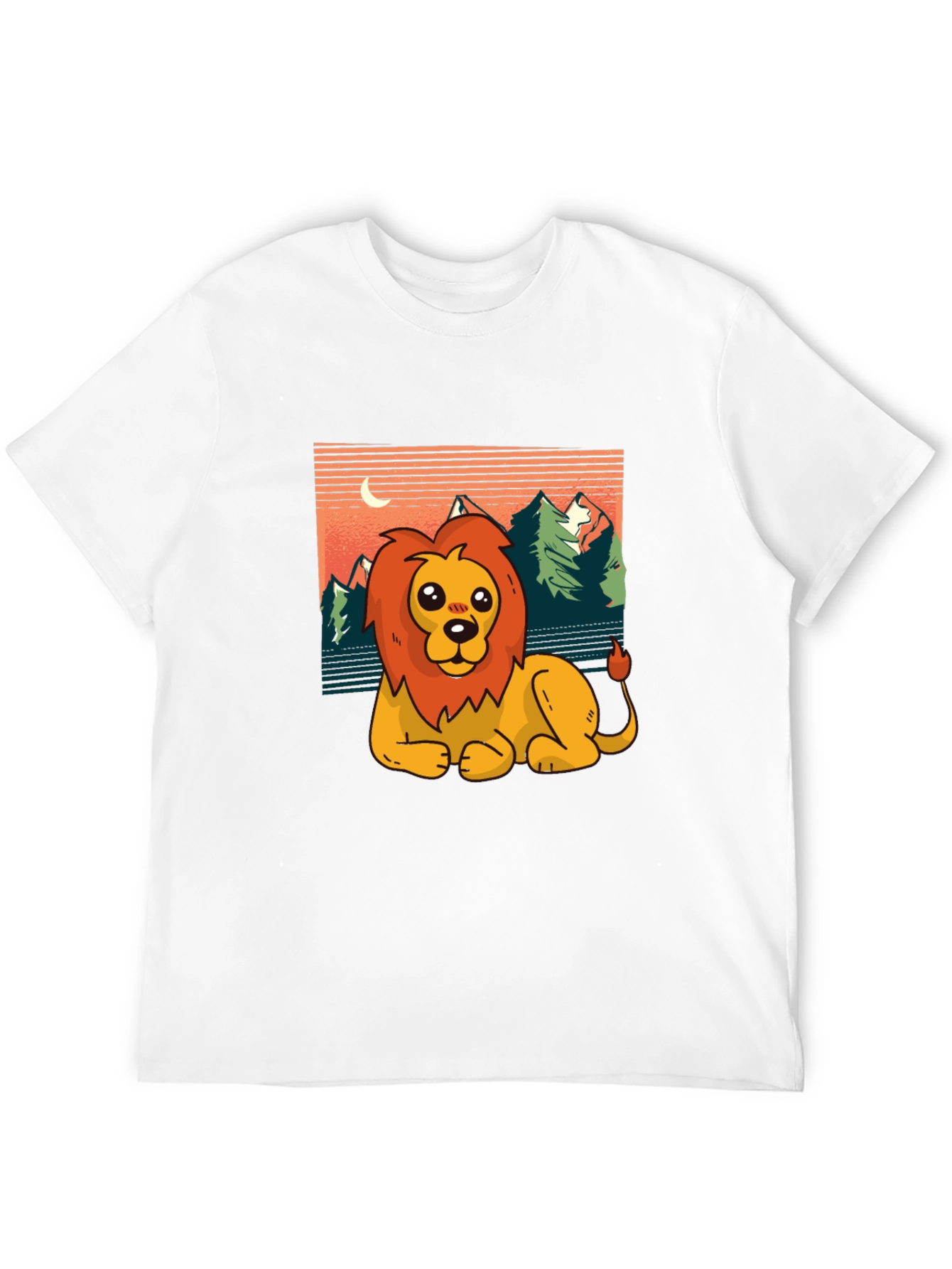 Black Cute Lion Graphic Tee - Men's Black T-Shirt view 12