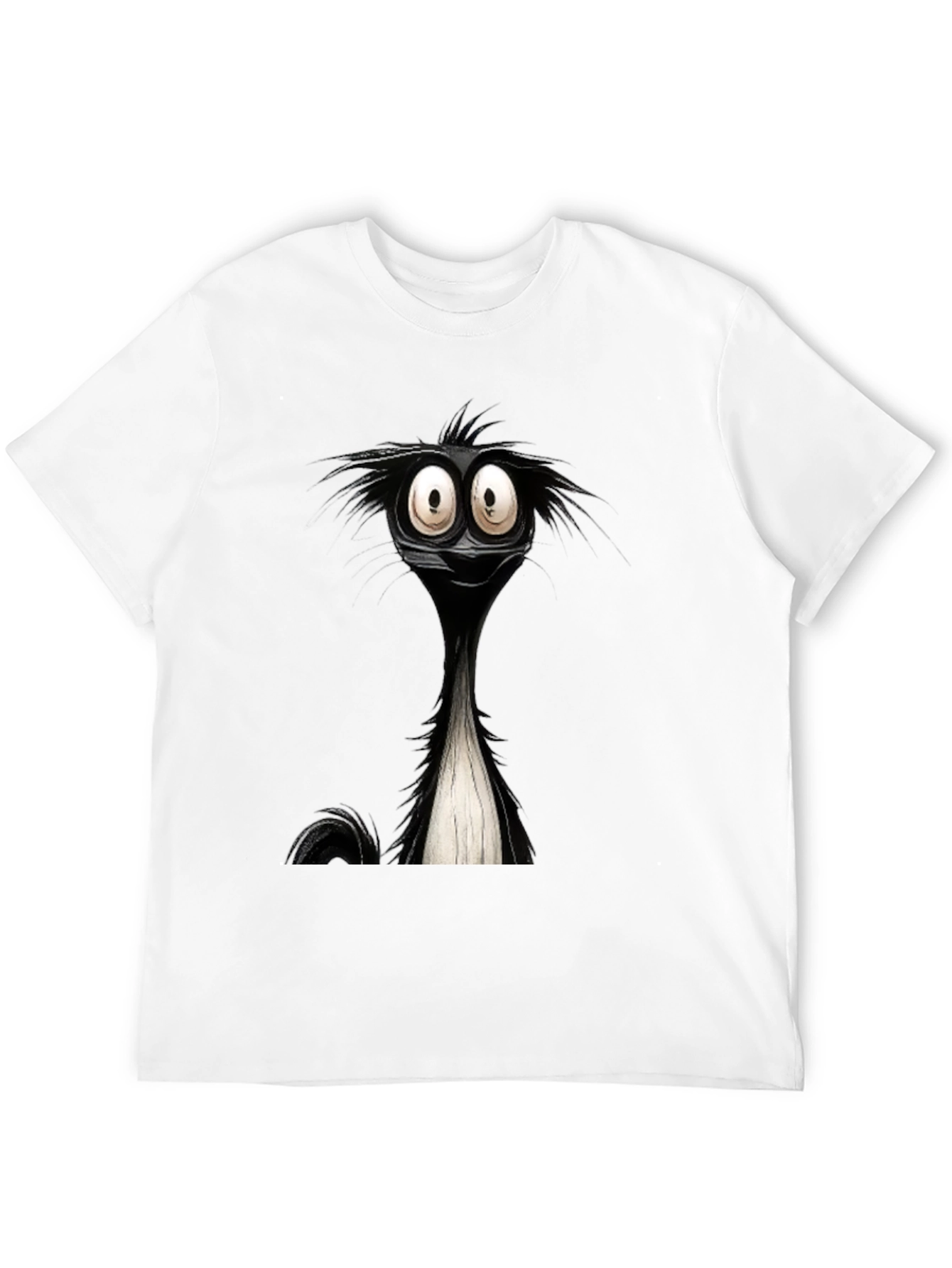 Black Cartoon Skunk Graphic Black T-Shirt view 12