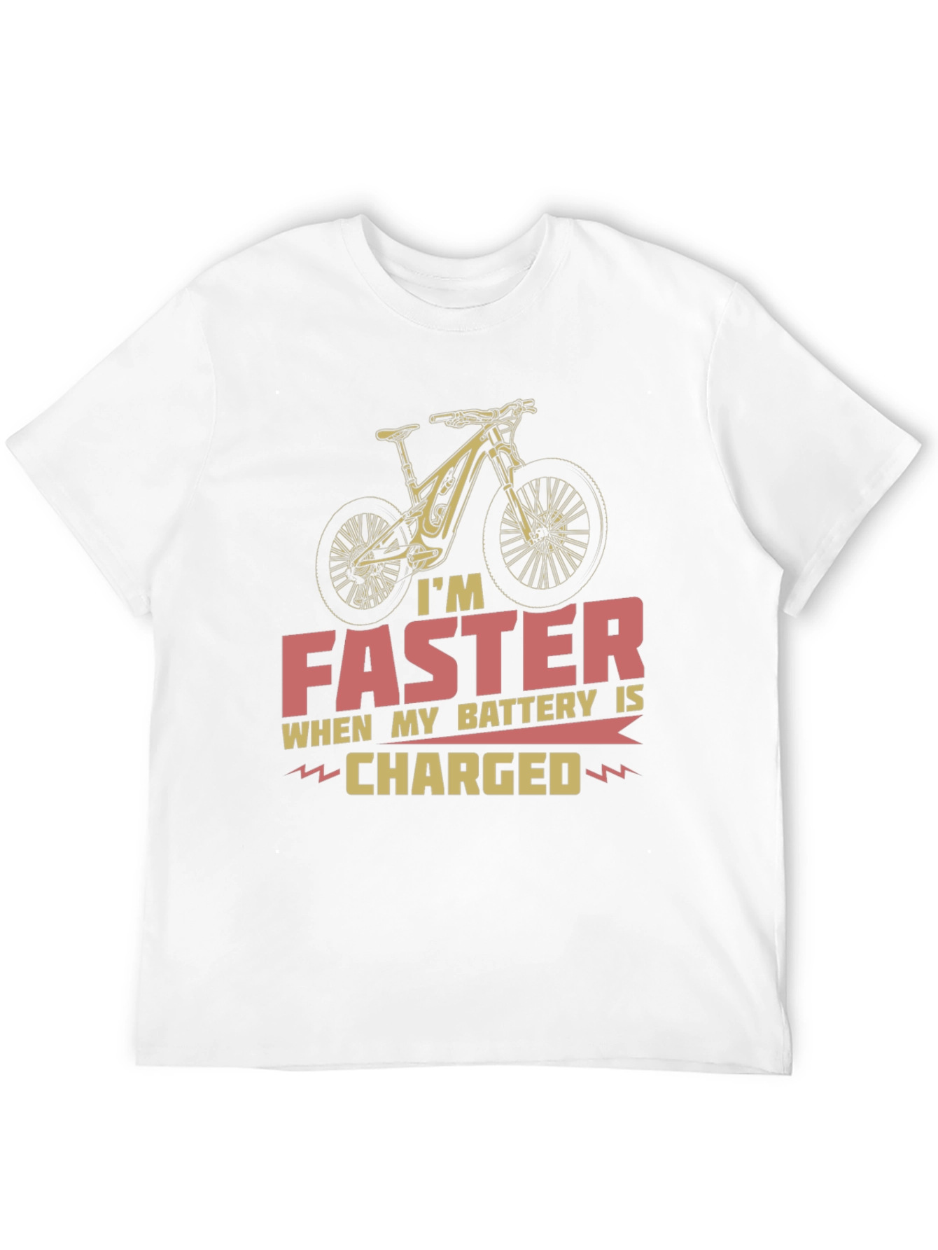 Black Faster When Charged T-Shirt - Electric Bike Design view 12