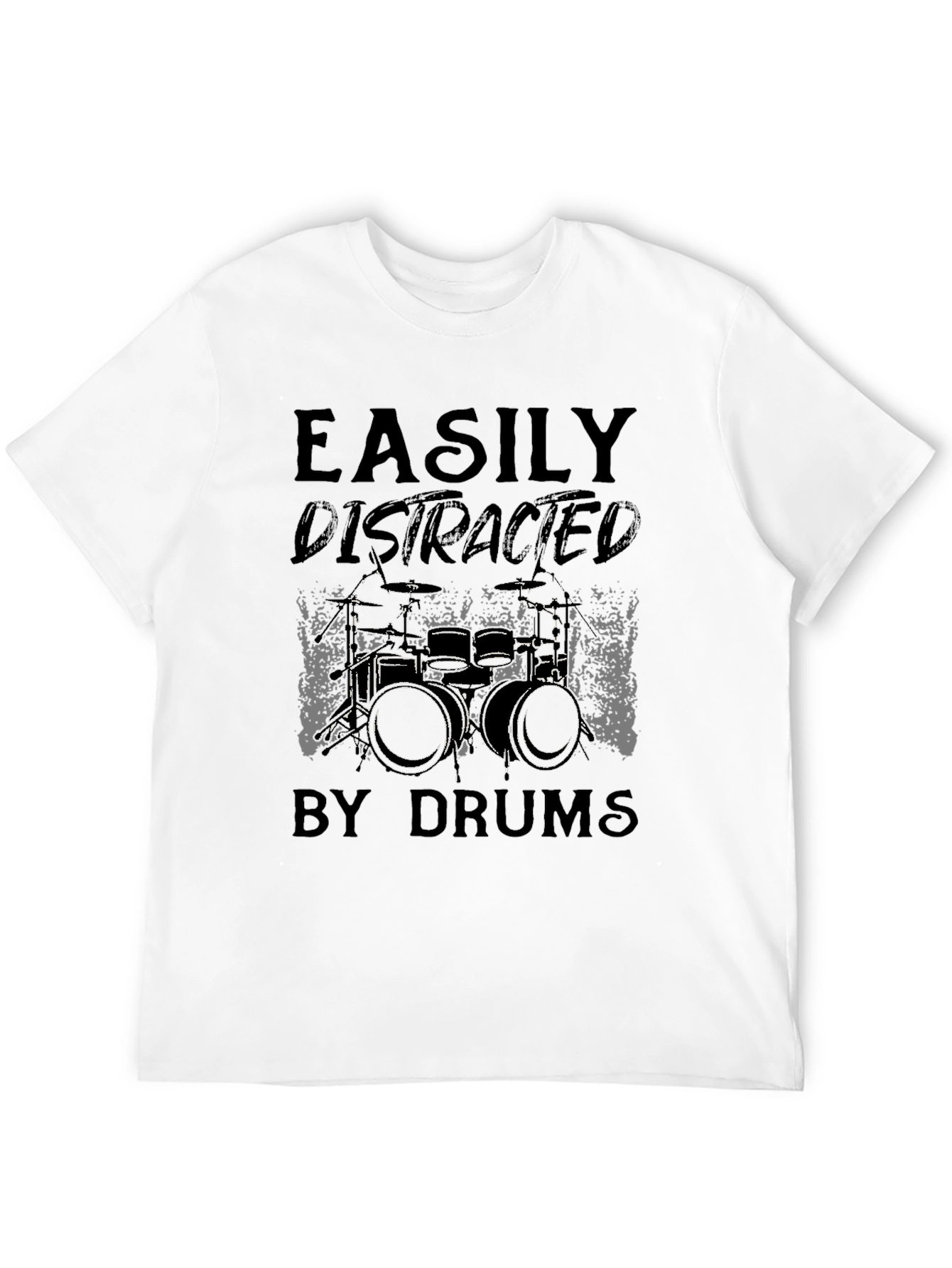 Black Easily Distracted by Drums T-Shirt view 12