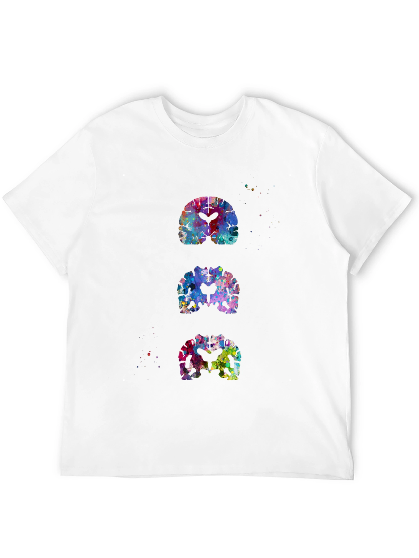 Black Colorful Brain Scan T-Shirt view 12