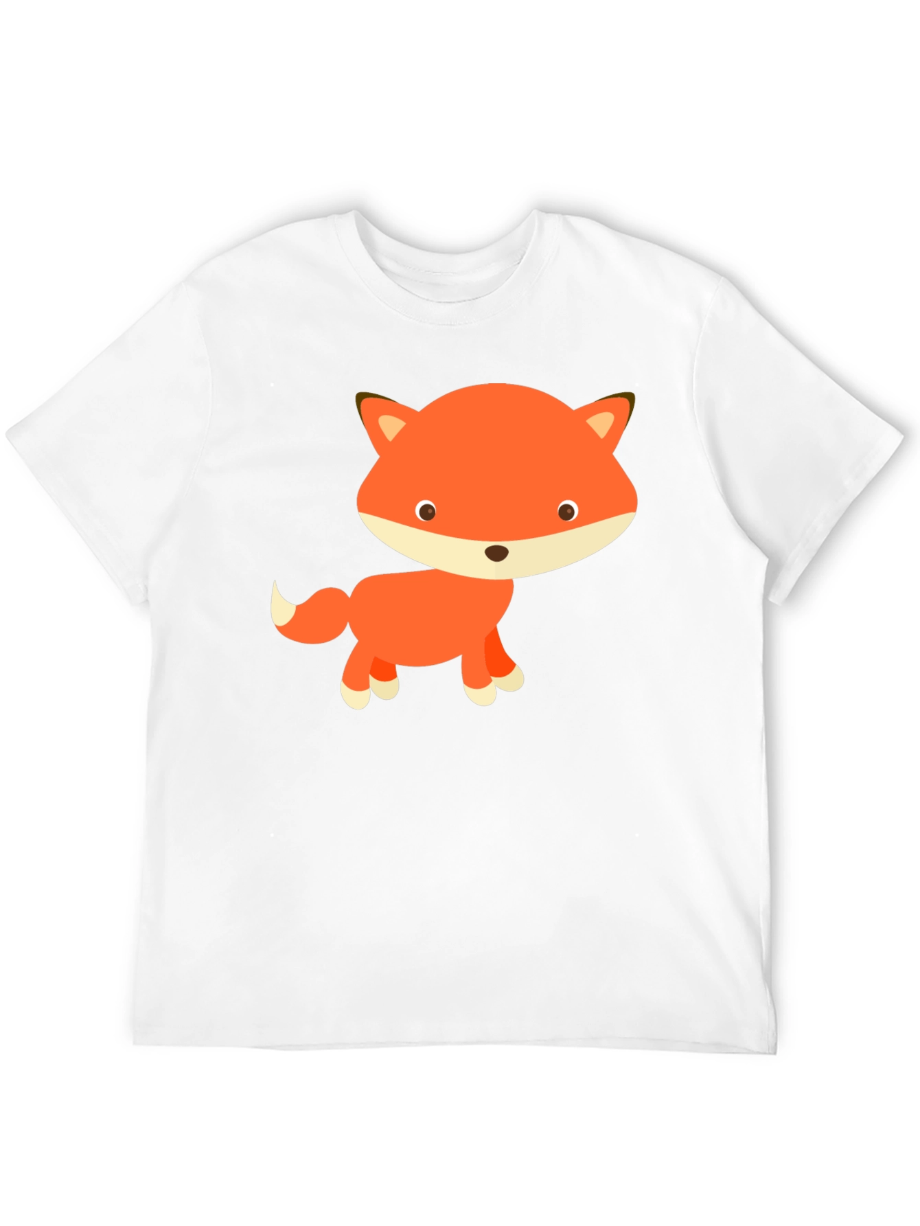 Black Cute Cartoon Fox Black T-Shirt view 12