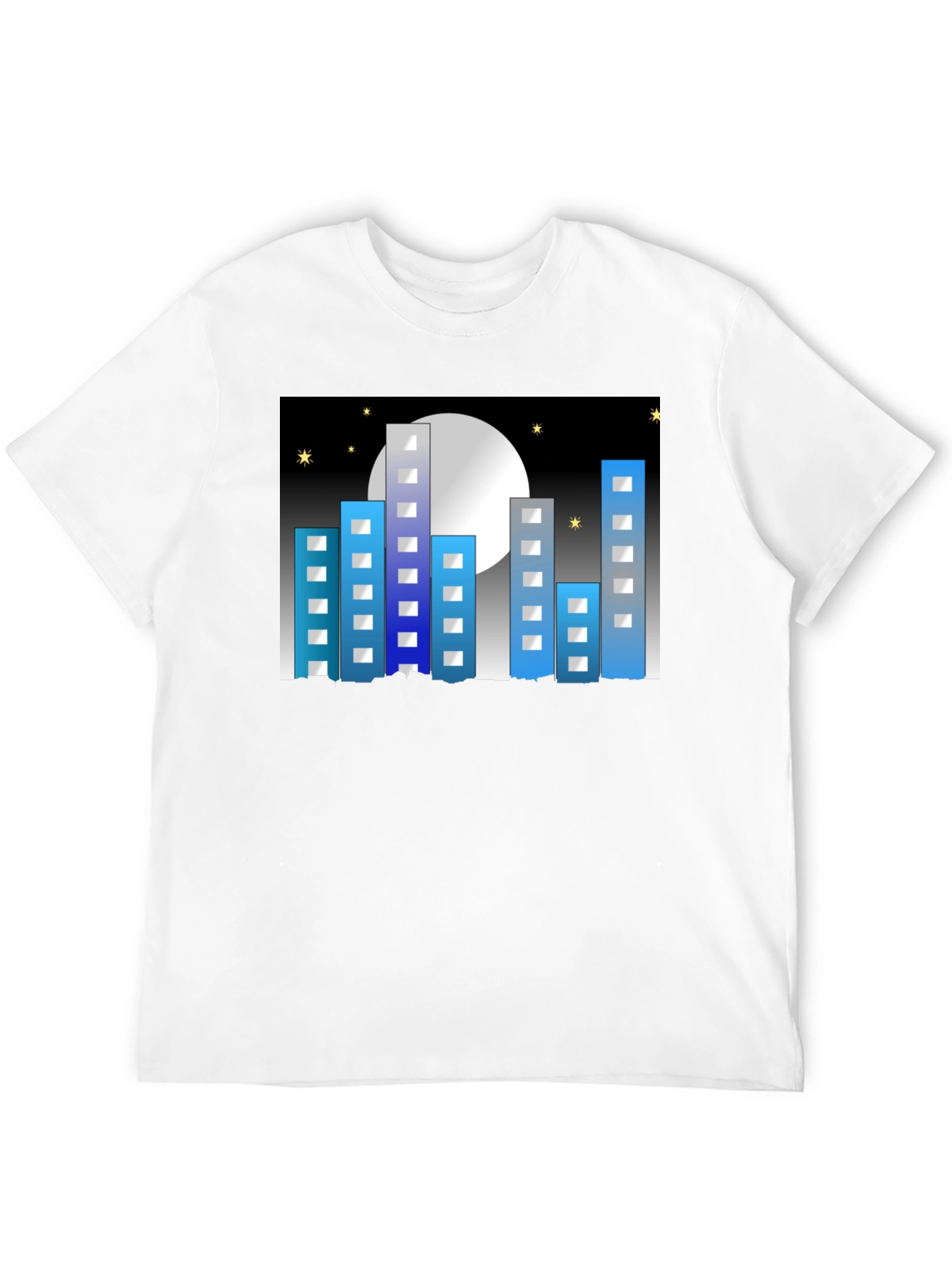 Black Cityscape Moon Graphic Tee - Black Cotton Blend view 12