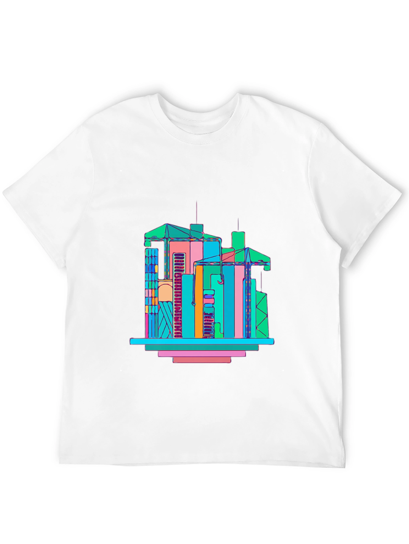 Black Abstract Building Graphic T-Shirt - Men's Black Tee view 12