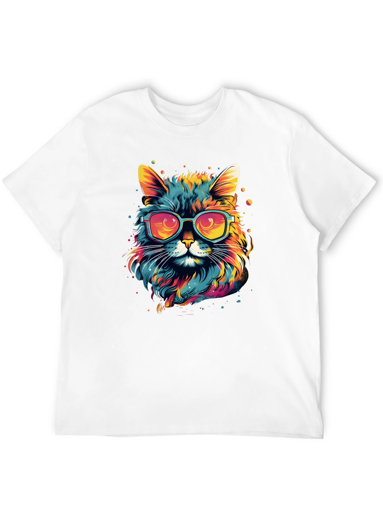 Black Cool Cat Graphic T-Shirt - Colorful Design view 12
