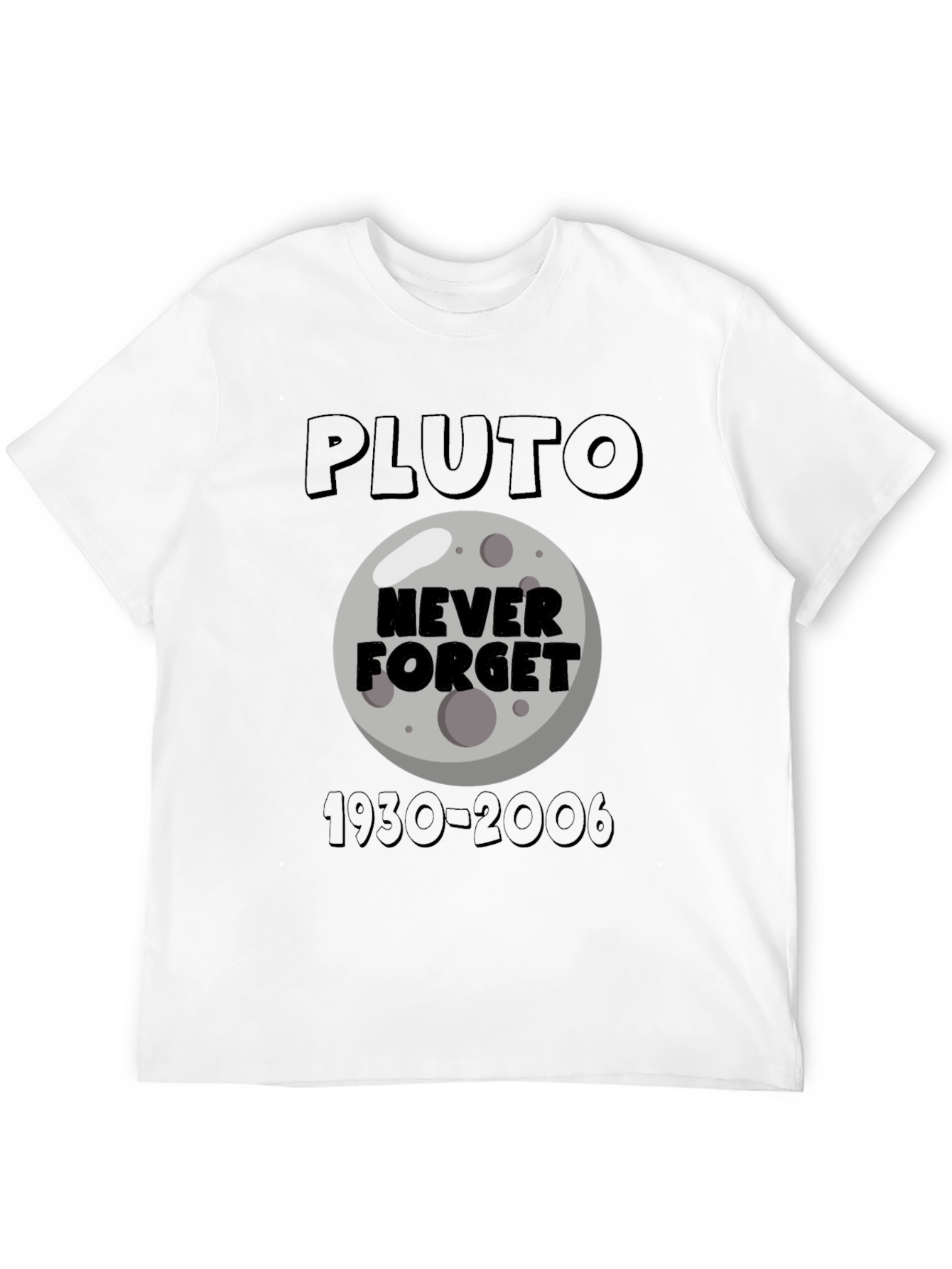 Black Pluto Never Forget Graphic T-Shirt view 12