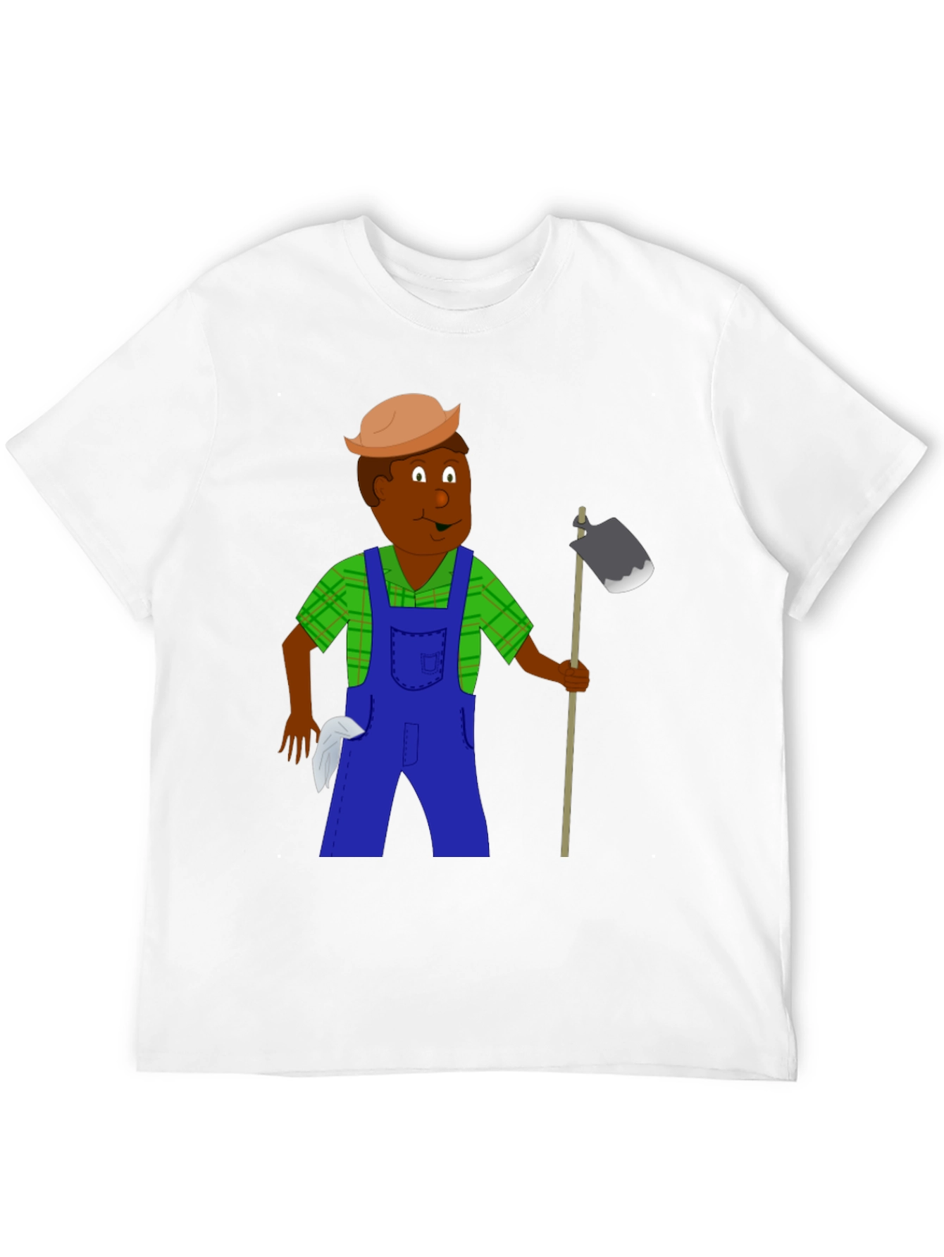 Black Cartoon Farmer Graphic Tee - Black Unisex T-Shirt view 12