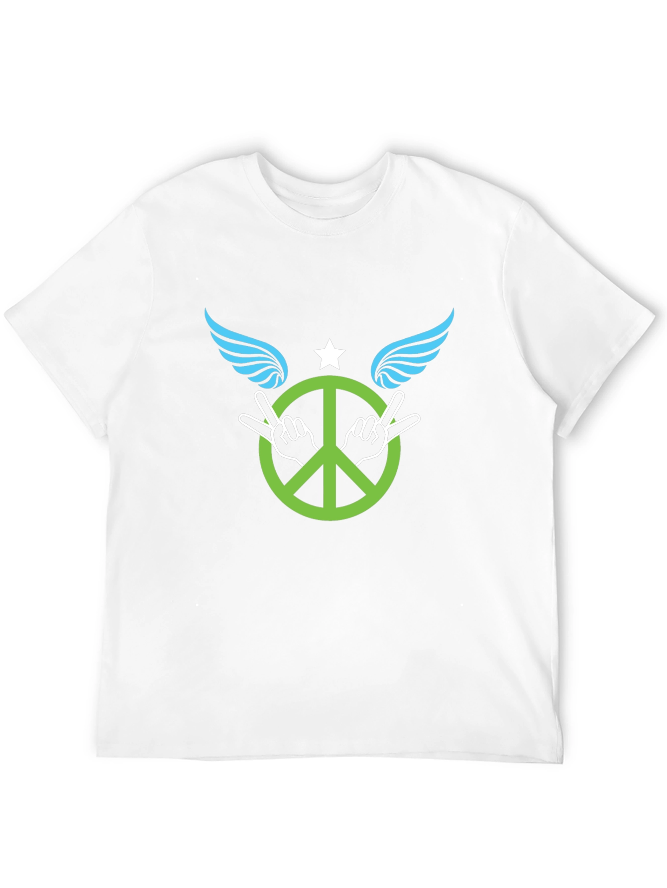 Black Peace Sign with Wings Graphic T-Shirt - Black view 12