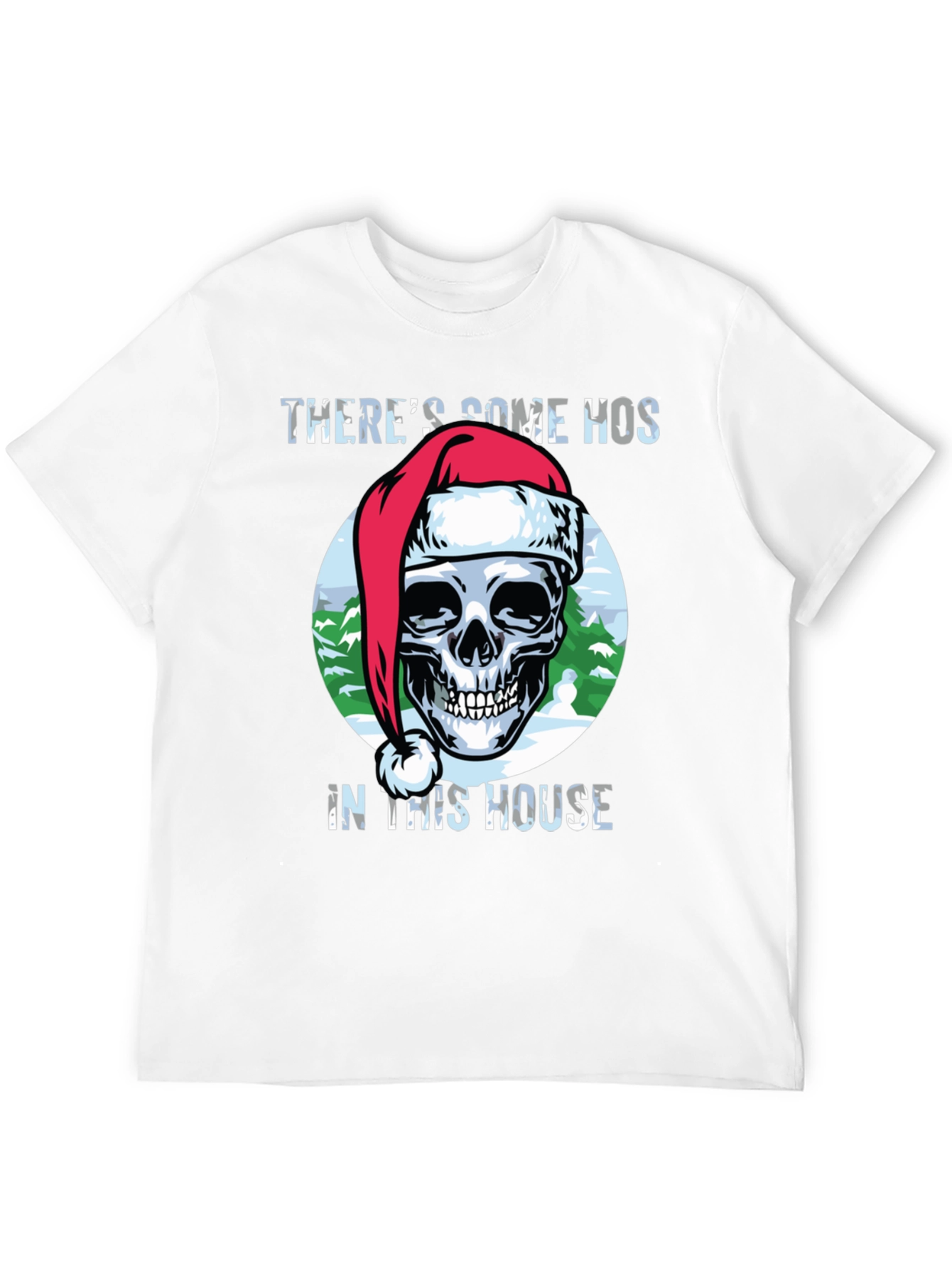 Black Humorous Christmas Skull Graphic Tee view 12