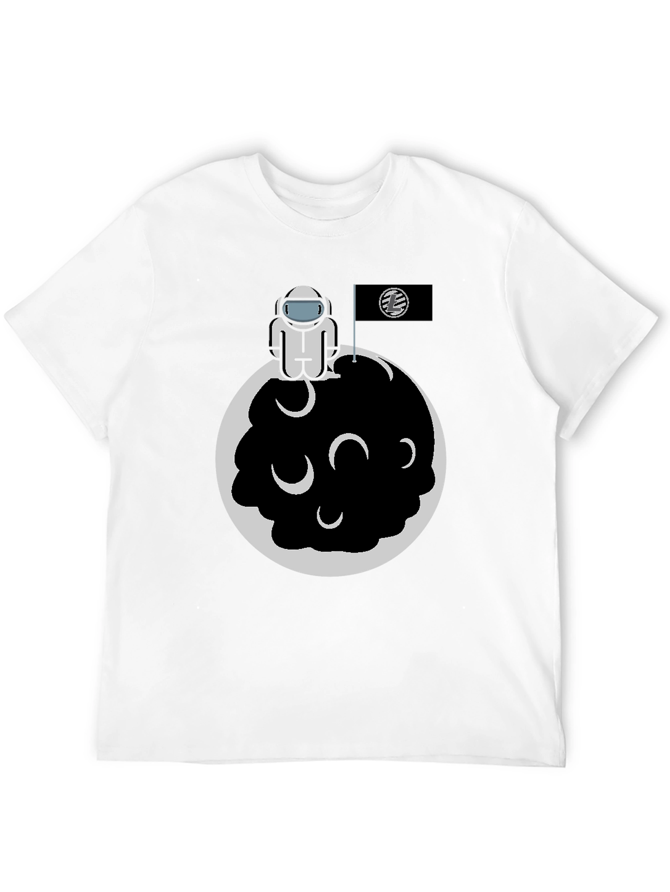 Black Astronaut on Moon Graphic Tee - Black Cotton Blend view 12