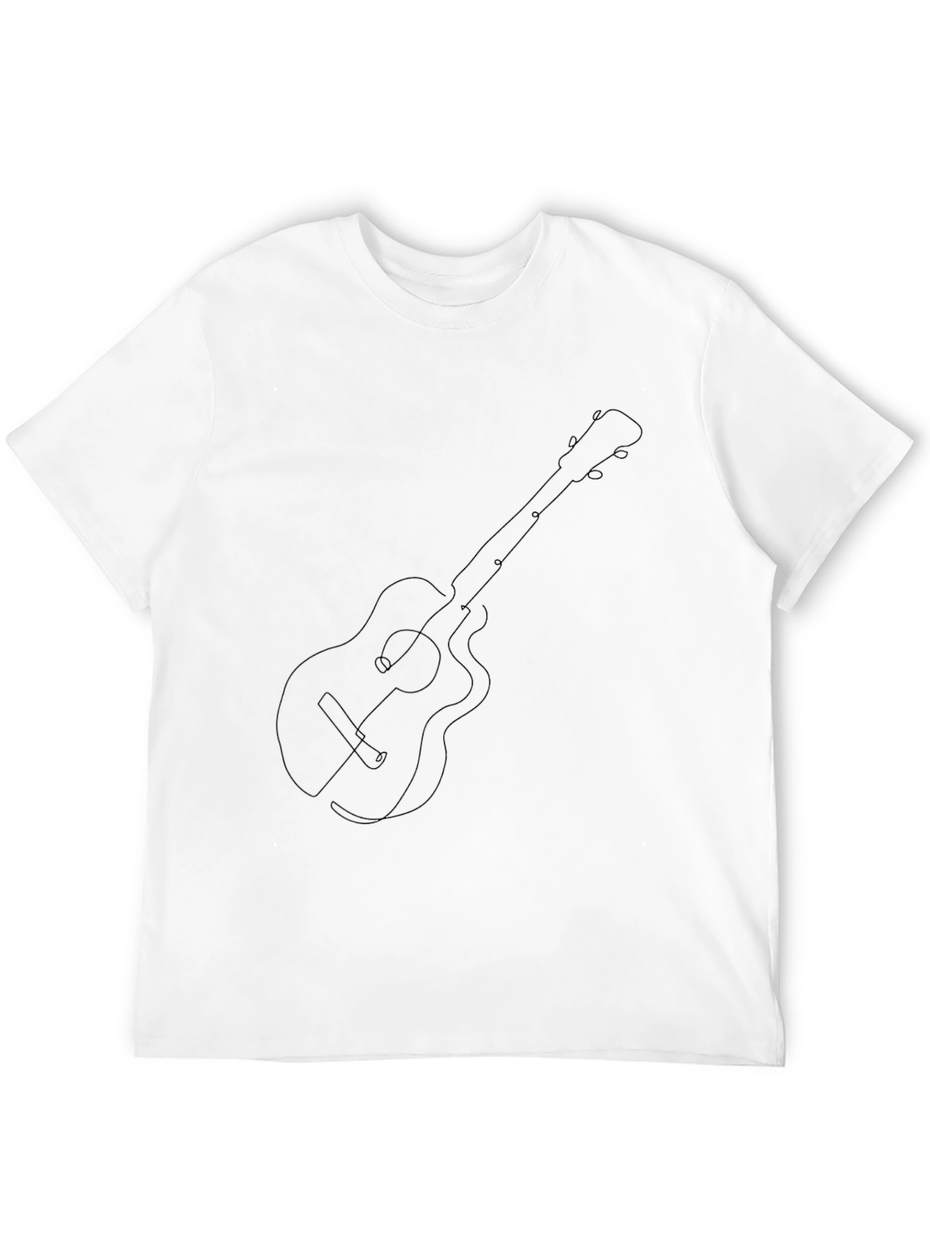 Black Guitar Line Art Graphic Tee - Black Cotton Blend view 12