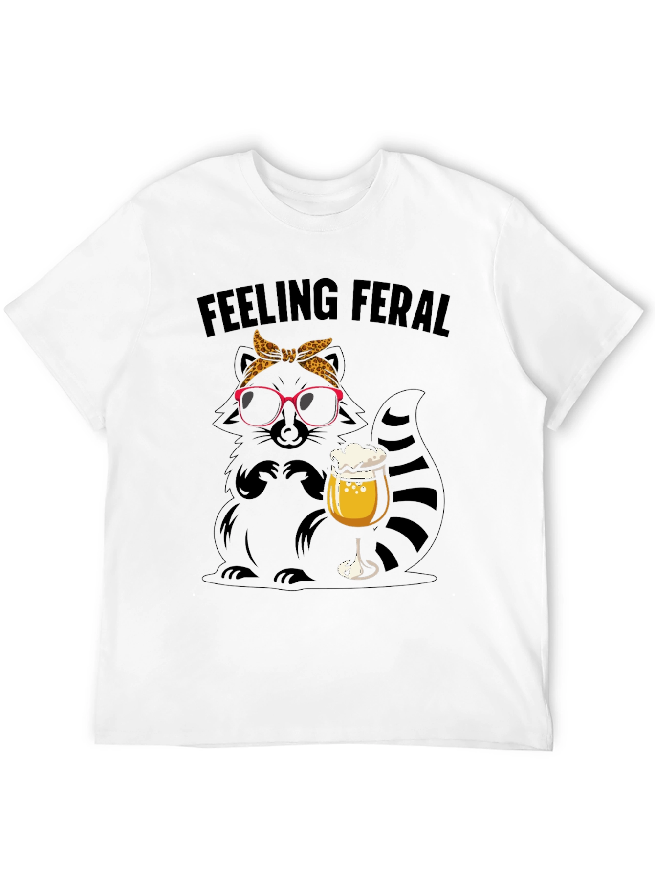 Black Feeling Feral Raccoon Beer T-Shirt view 12