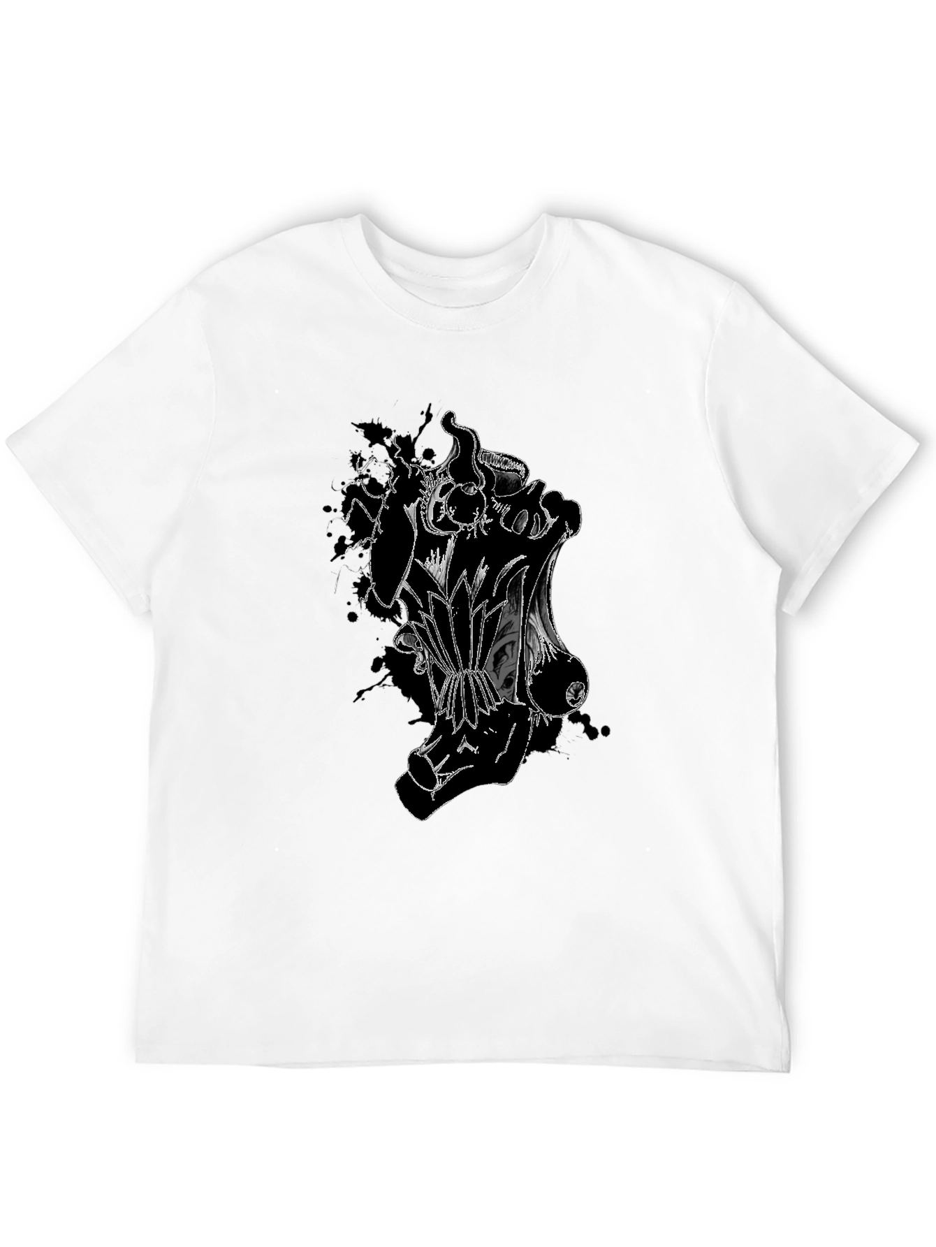 Black Men's Graphic Print Black T-Shirt view 12