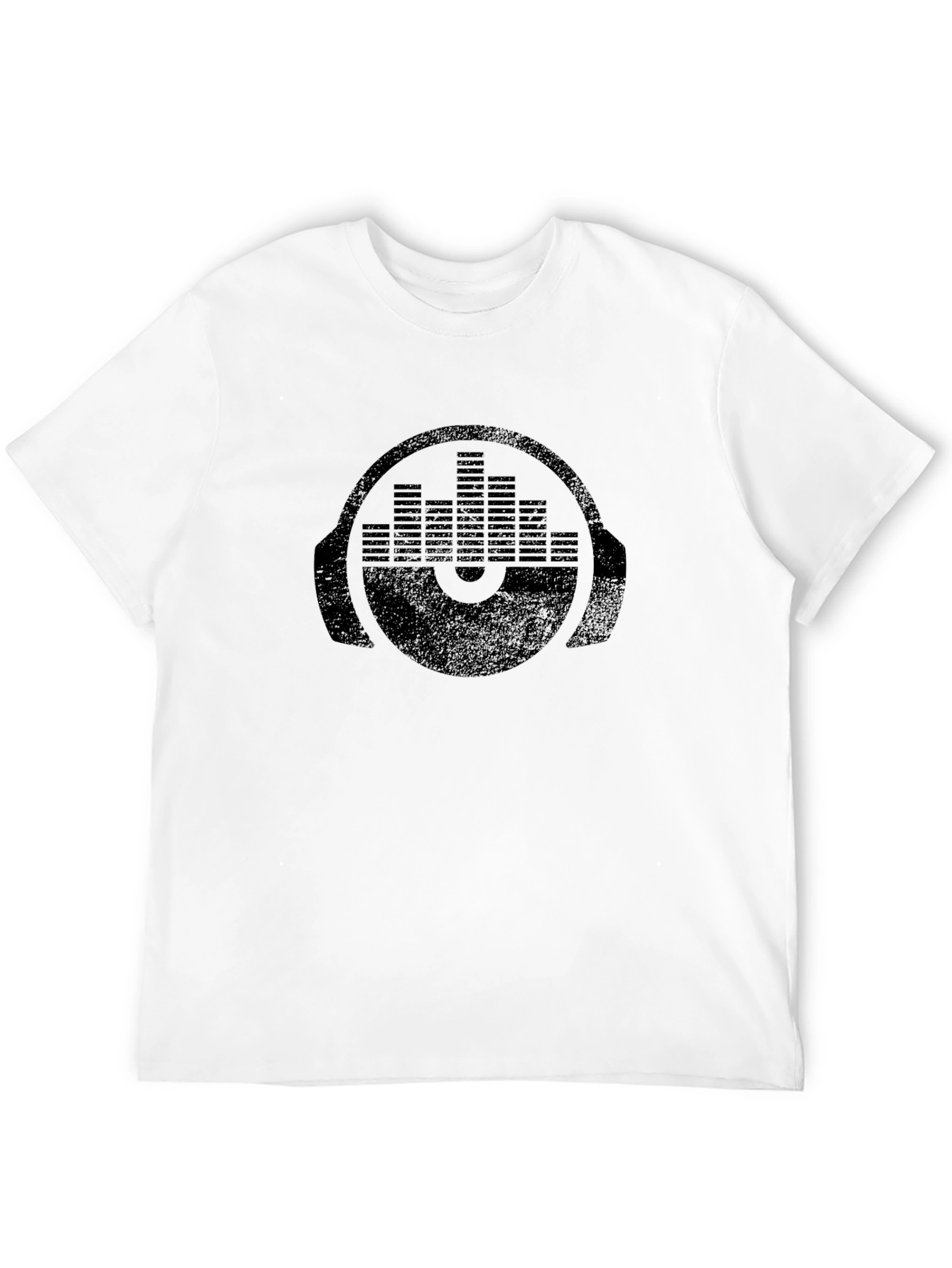 Black DJ Headphone Equalizer Graphic Tee - Black Cotton T-Shirt view 12