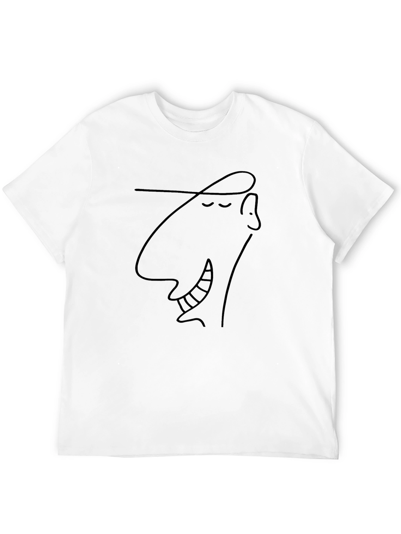 Black Abstract Face Line Art Graphic Tee - Black view 12
