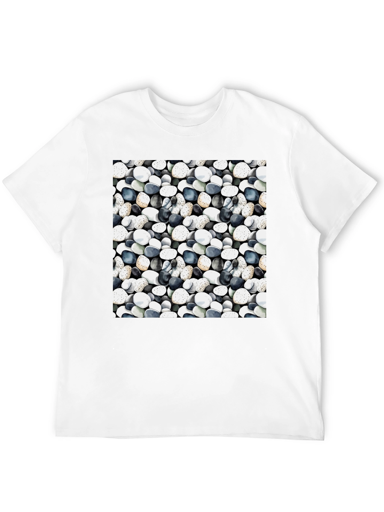 Black Pebble Pattern Black T-Shirt view 12