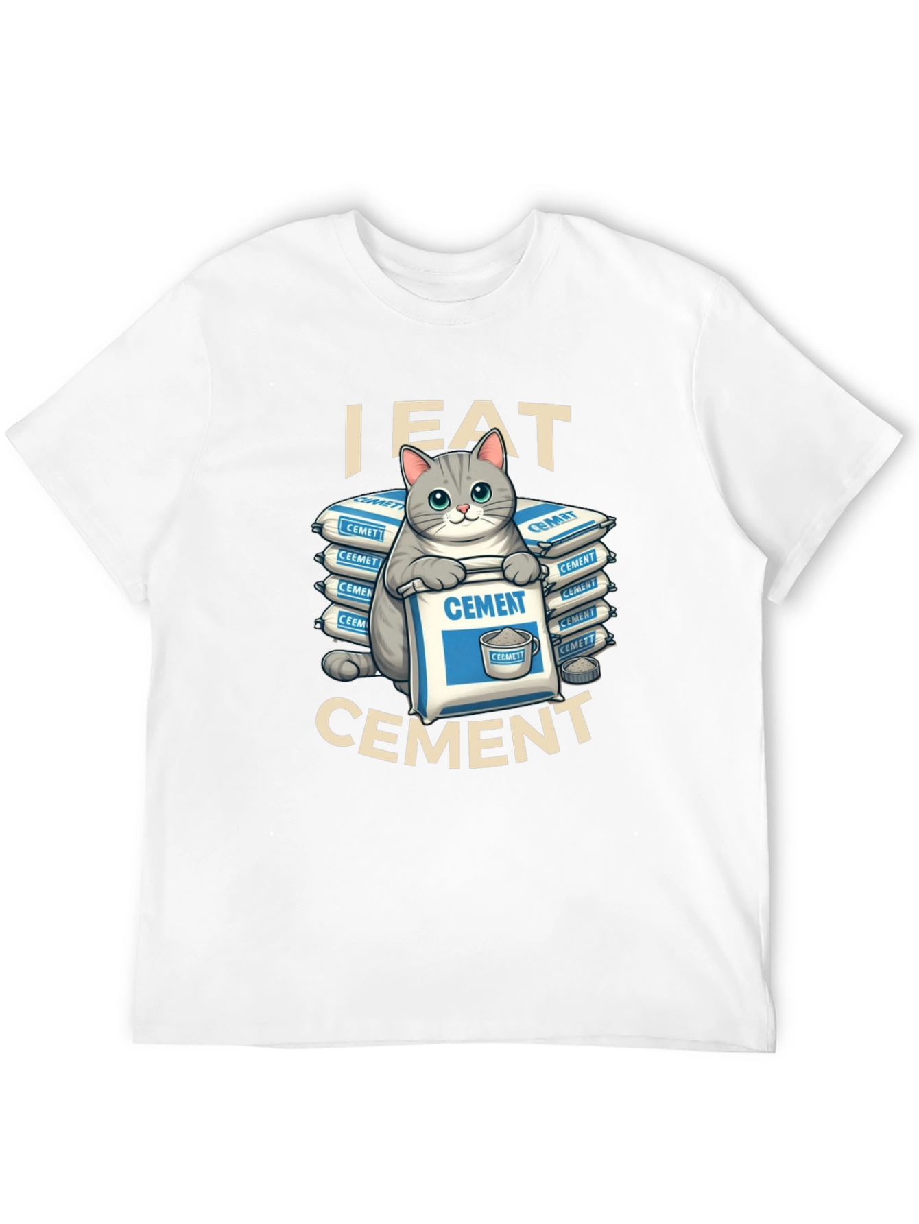 Black I Eat Cement Funny Cat T-Shirt view 12