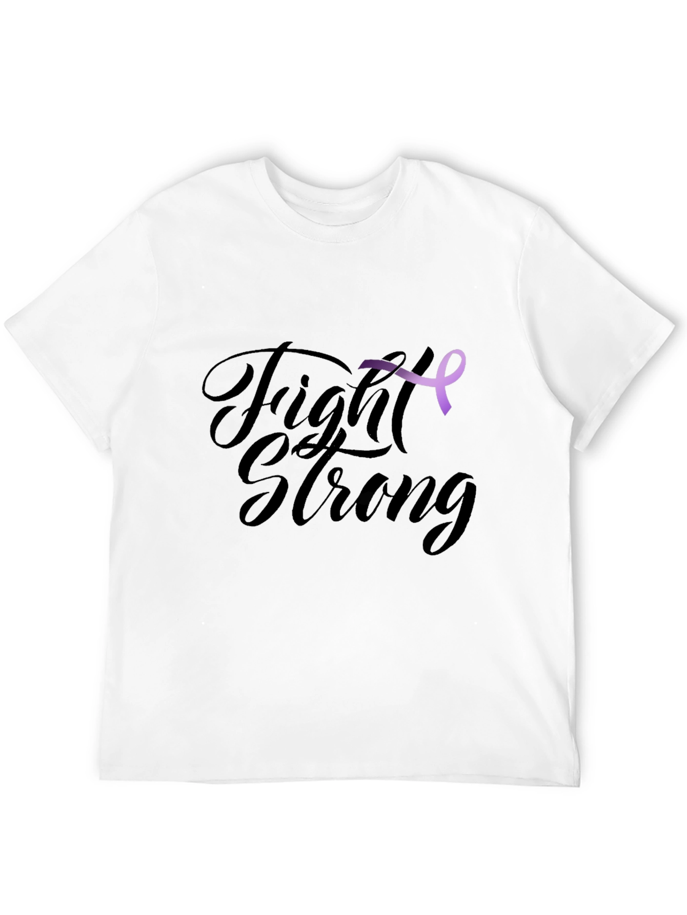 Black Fight Strong T-Shirt -  Purple Ribbon Design view 12