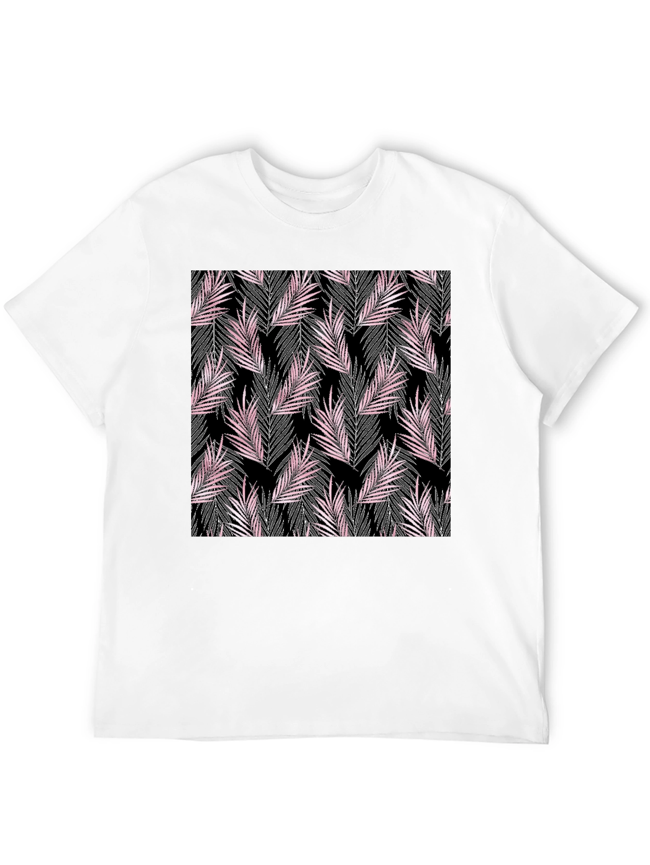 Black Tropical Leaves Print T-Shirt view 12