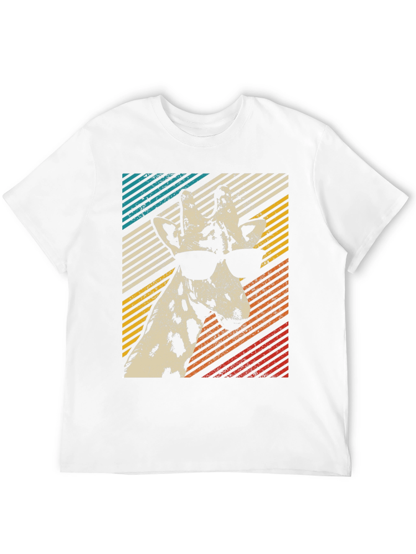 Black Cool Giraffe Retro T-Shirt view 12