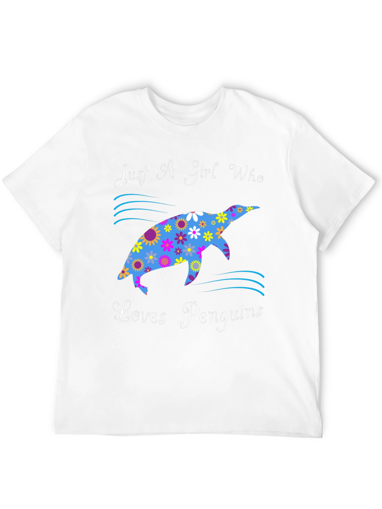 Black Just A Girl Who Loves Penguins Graphic Tee view 12