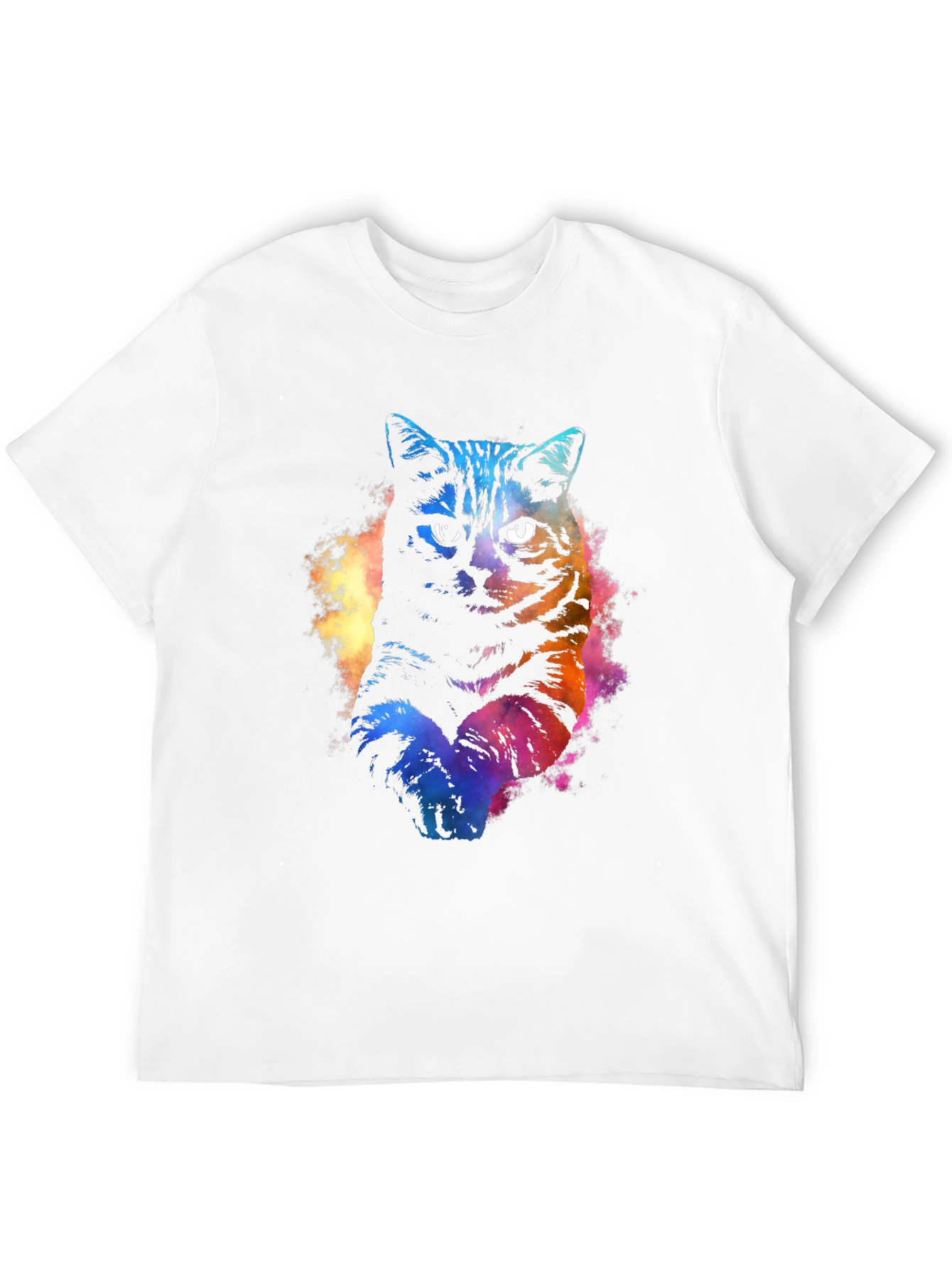 Black Watercolor Cat Graphic Black T-Shirt view 12