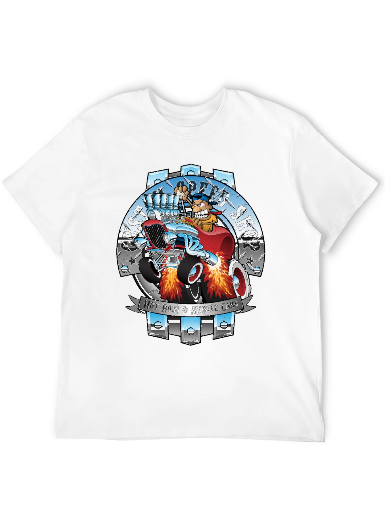 Black Hot Rods & Muscle Cars T-Shirt - Cartoon Design view 12