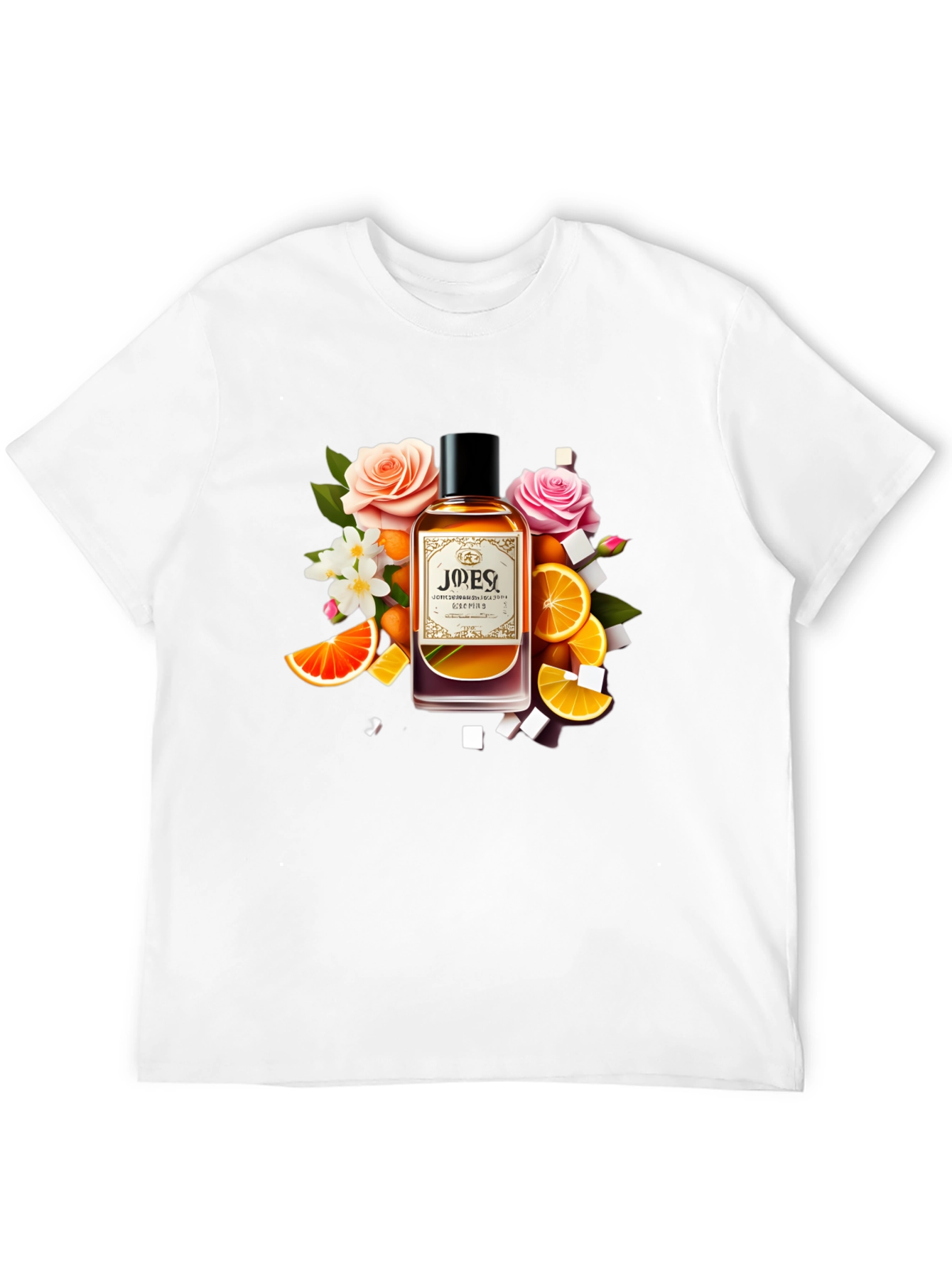 Black Floral Citrus Perfume T-Shirt - Unique Design view 12