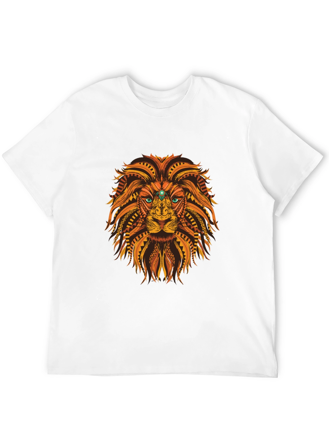 Black Tribal Lion Graphic Tee - Black Cotton T-Shirt view 12