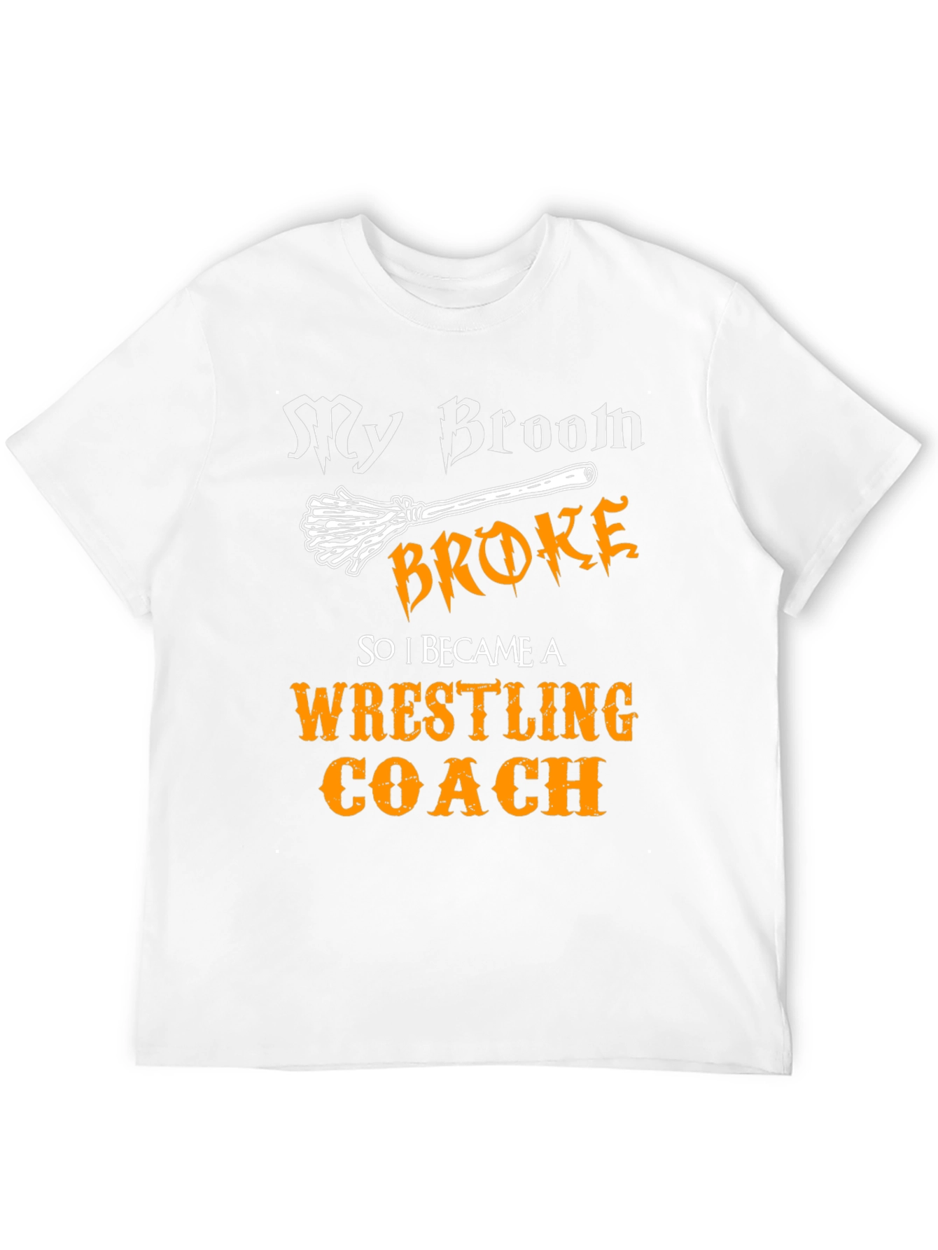 Black Funny Wrestling Coach T-Shirt - My Broom Broke view 12