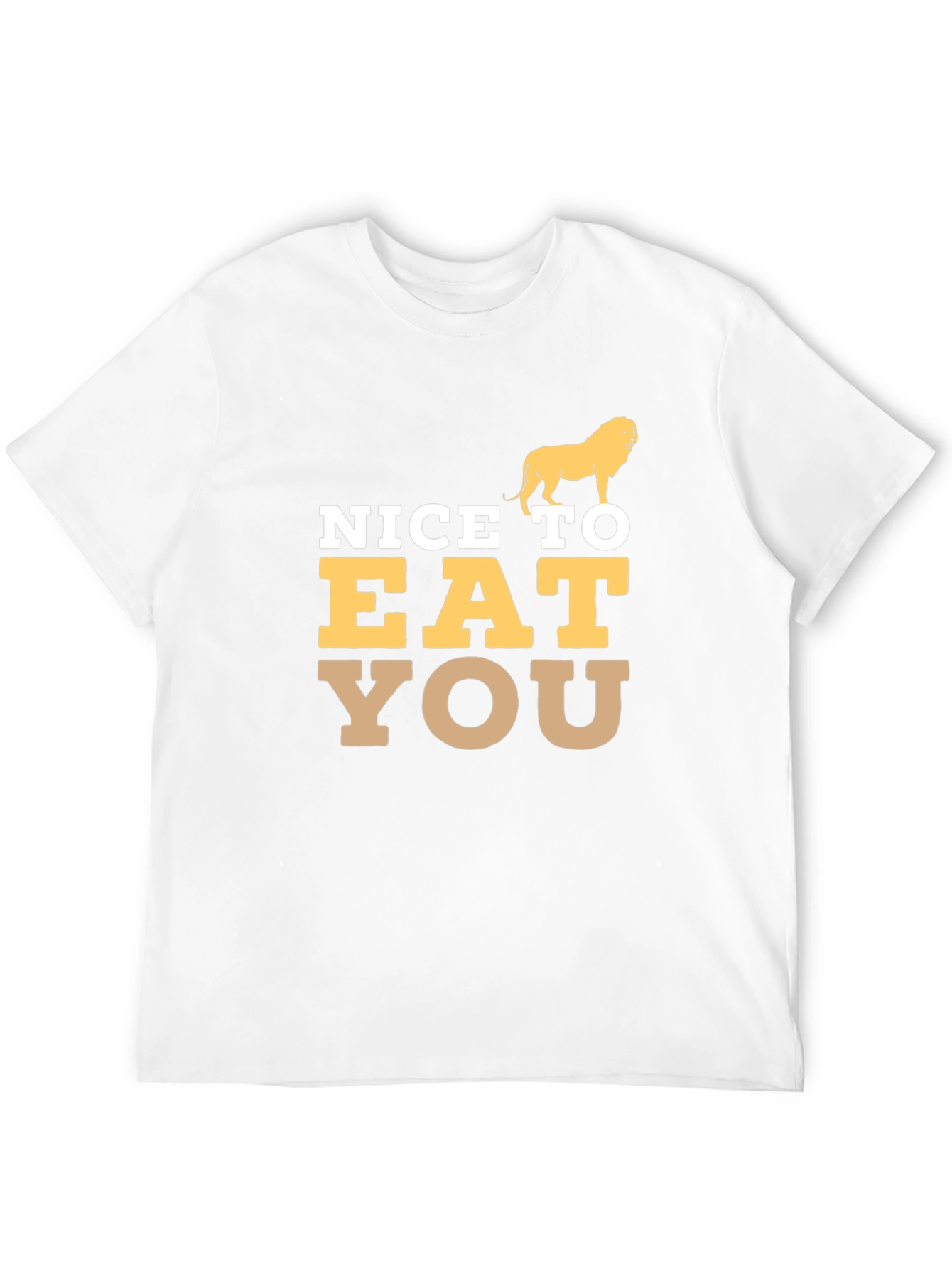 Black Funny Lion Graphic Tee - Nice To Eat You Humor T-Shirt view 12